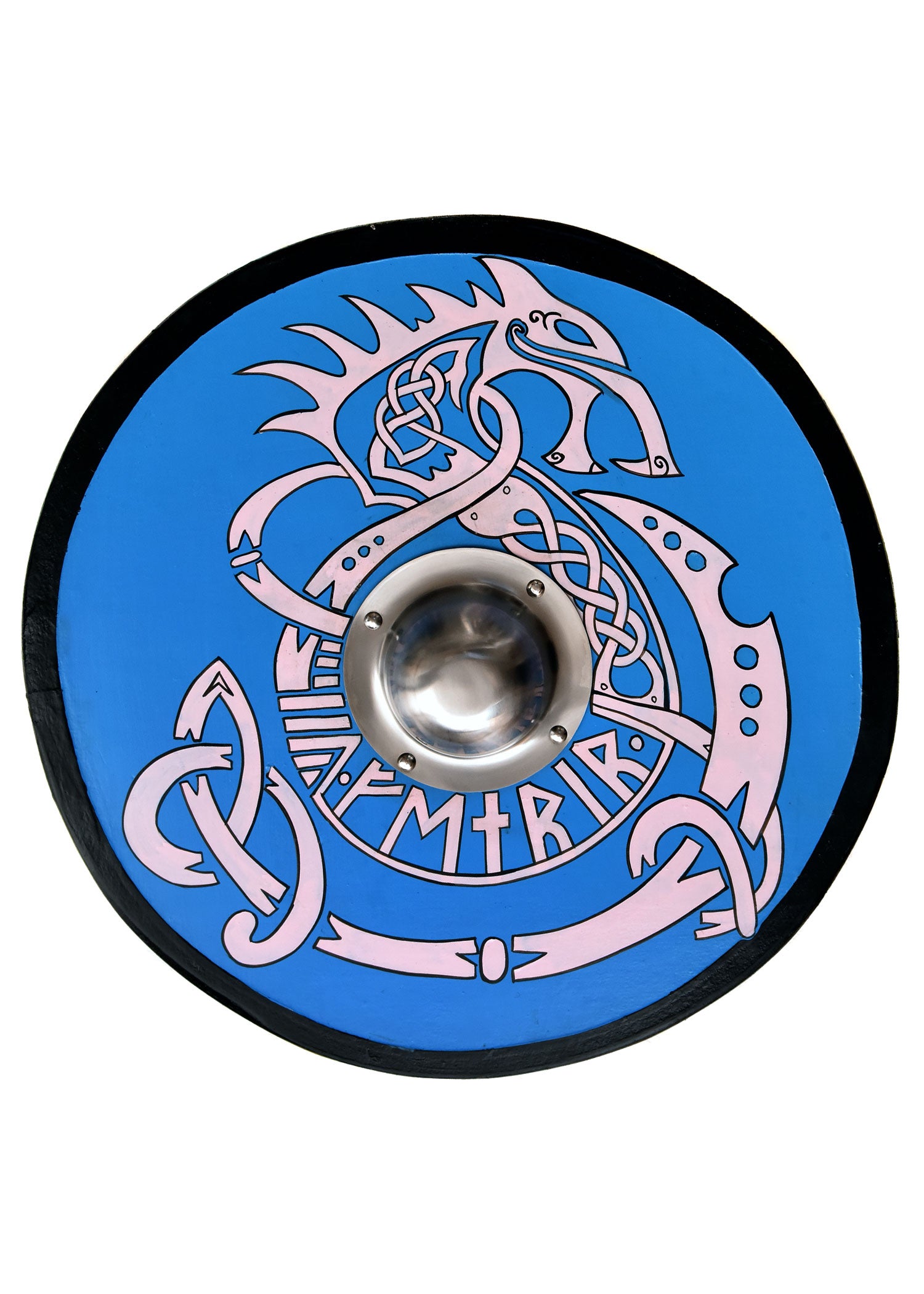 Imagen única de: Escudo Vikingo Con Motivo Fenrir Pintado A Mano 24"