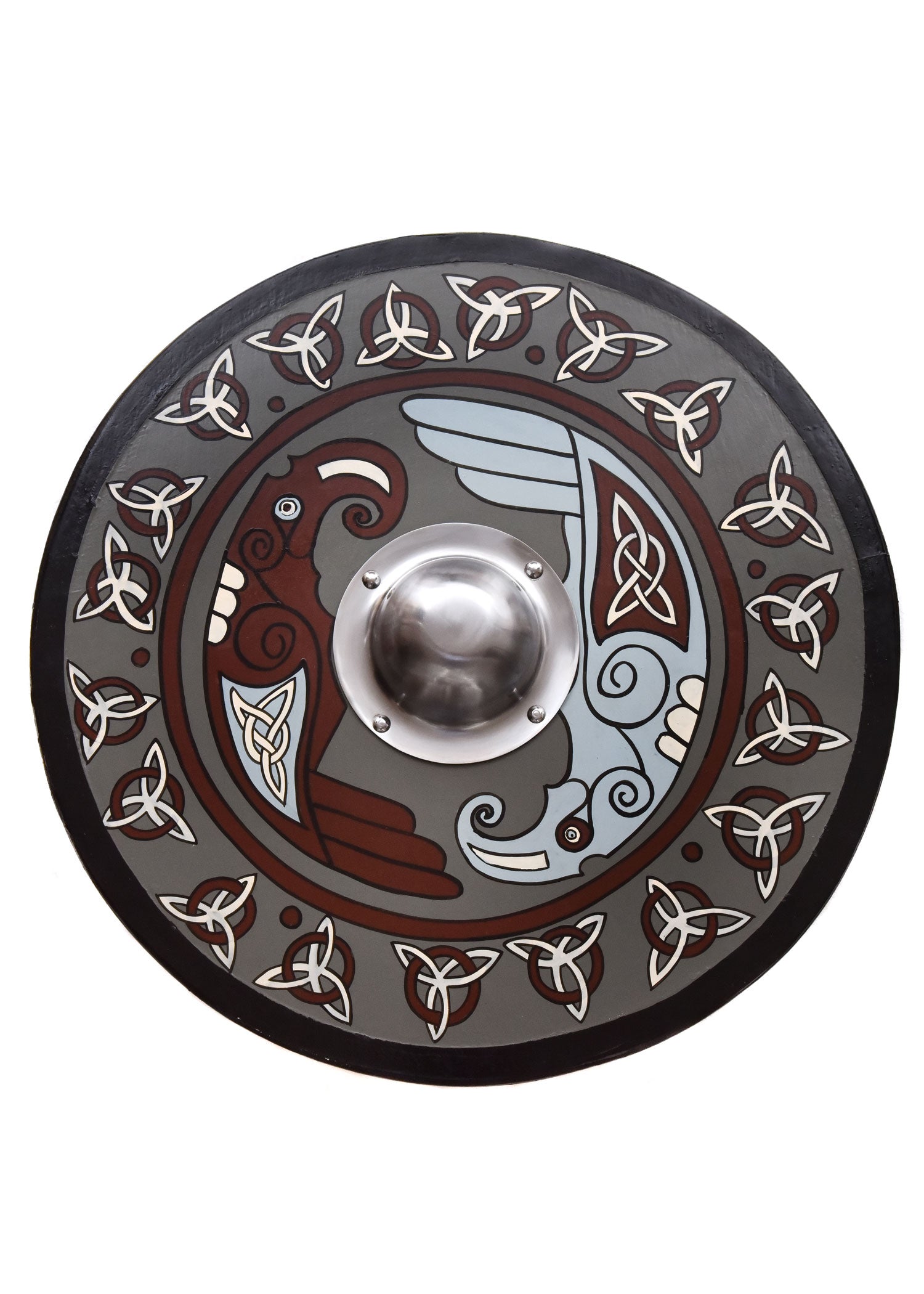 Imagen única de: Escudo Vikingo De 24" Con Motivo De Cuervo Y Triquetras