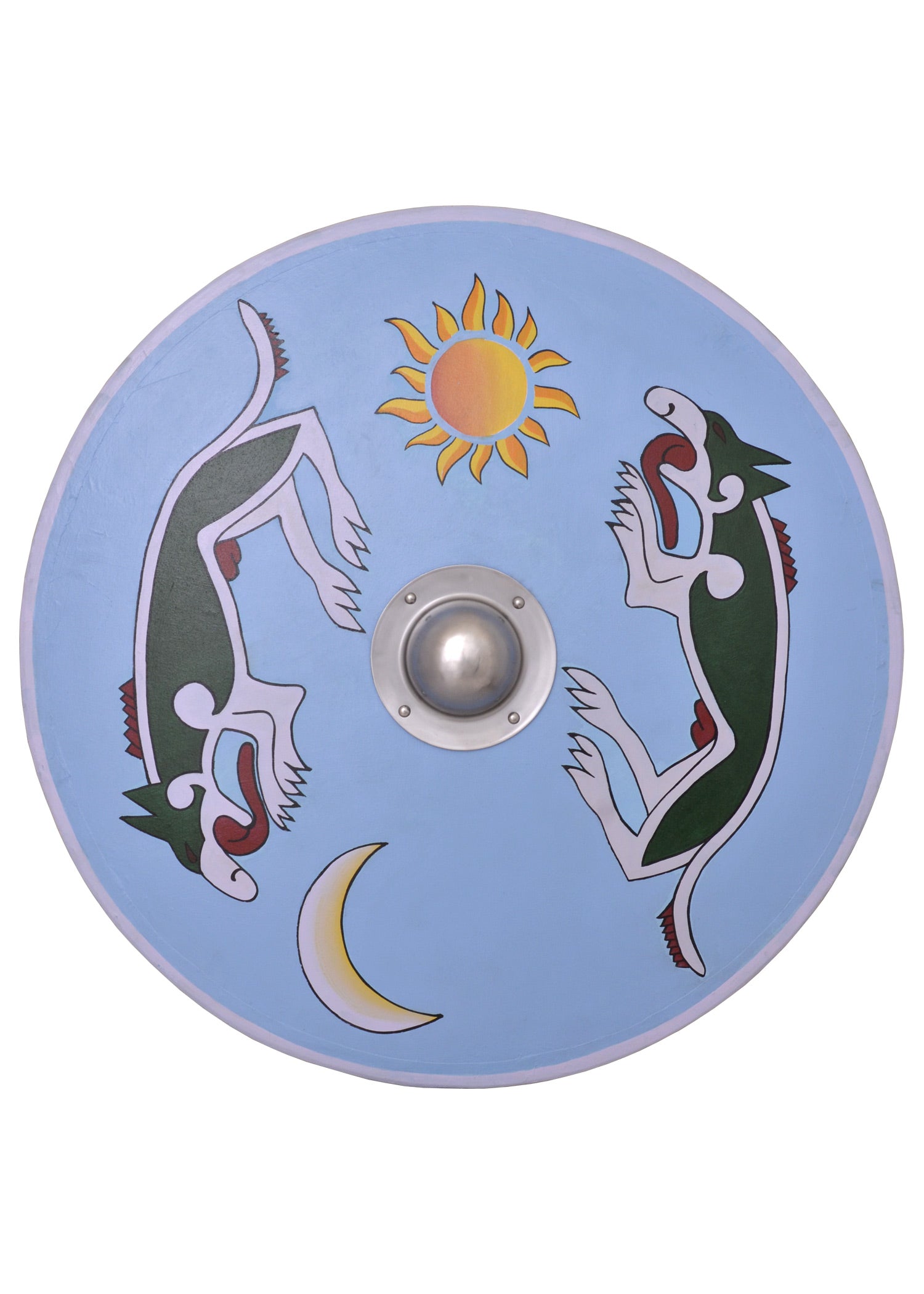Imagen única de: Escudo Vikingo Redondo, Pintado Con Mánagarm Y Sköll
