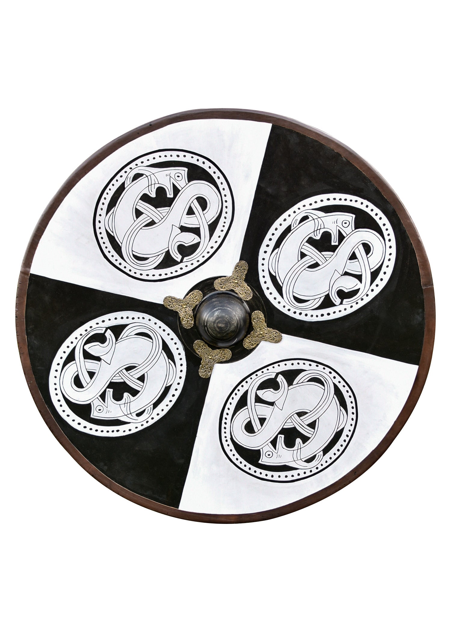 Imagen única de: Escudo Vikingo Redondo, Fabricado En Madera, Con Pintura De Un Animal Depredador