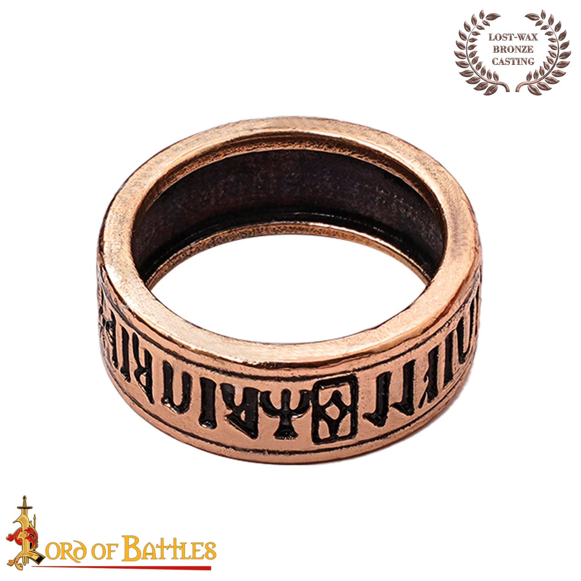 Imagen única de: Anillo de Bronce del Siglo Xi-xii con Inscripción - Escritura Gótica, Fundición a la Cera Perdida