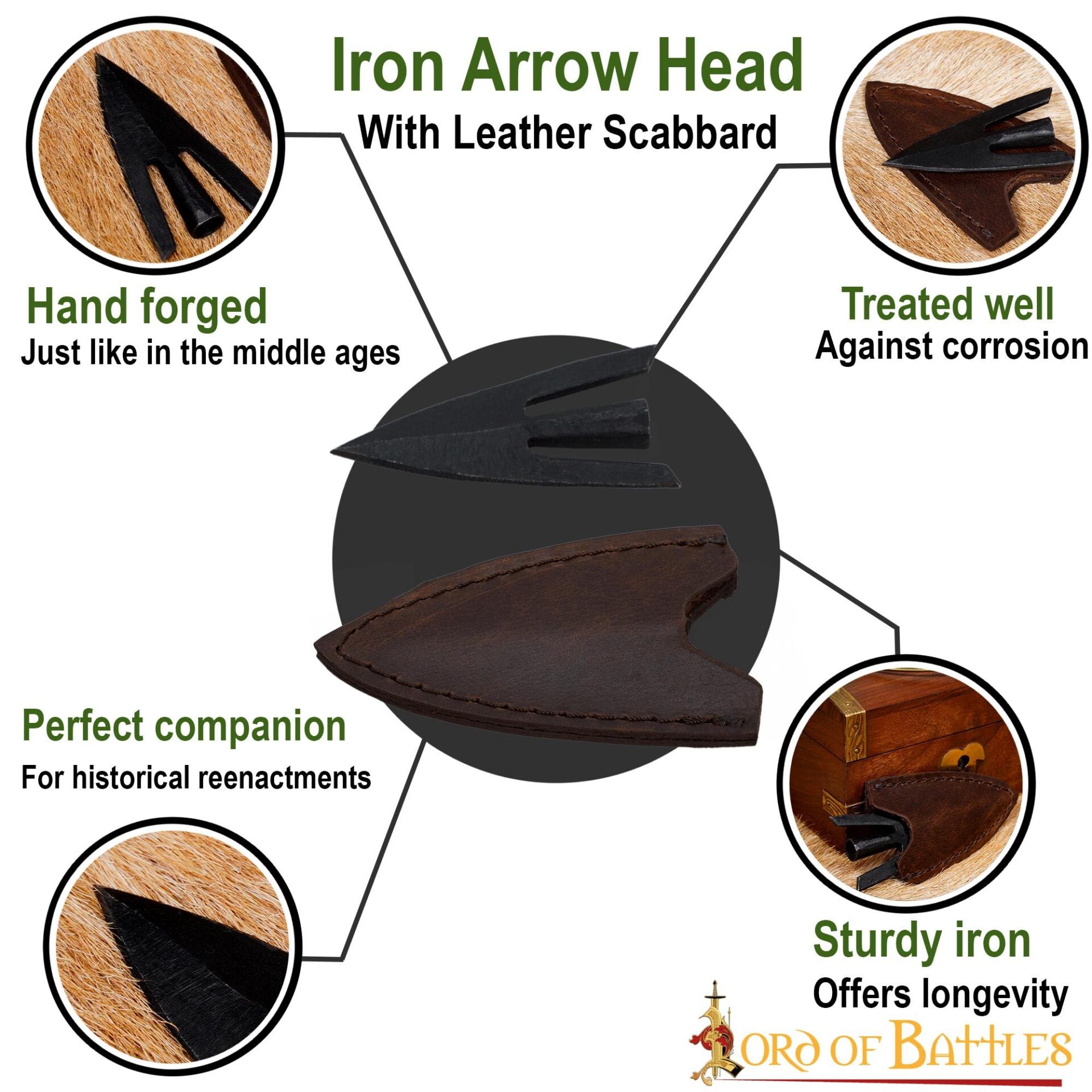 Imagen única de: Punta de Flecha Medieval de Cola de Golondrina 3 Piezas