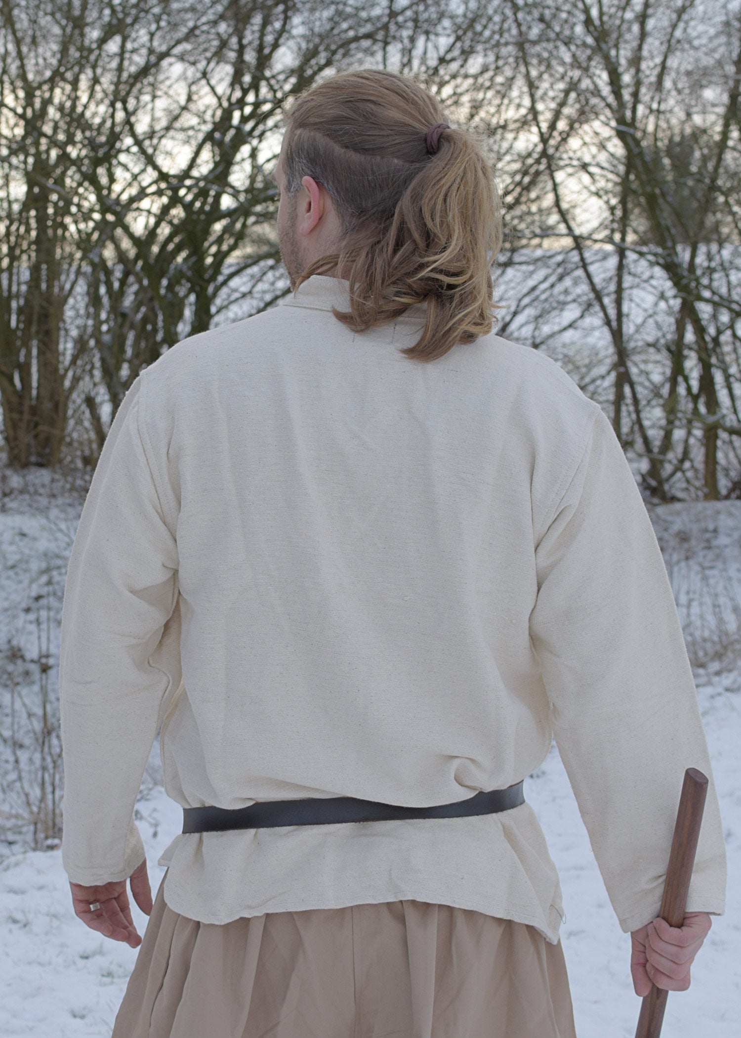 Imagen única de: Camisa Medieval Pesada, Con Cordones, Tejida A Mano, Natural