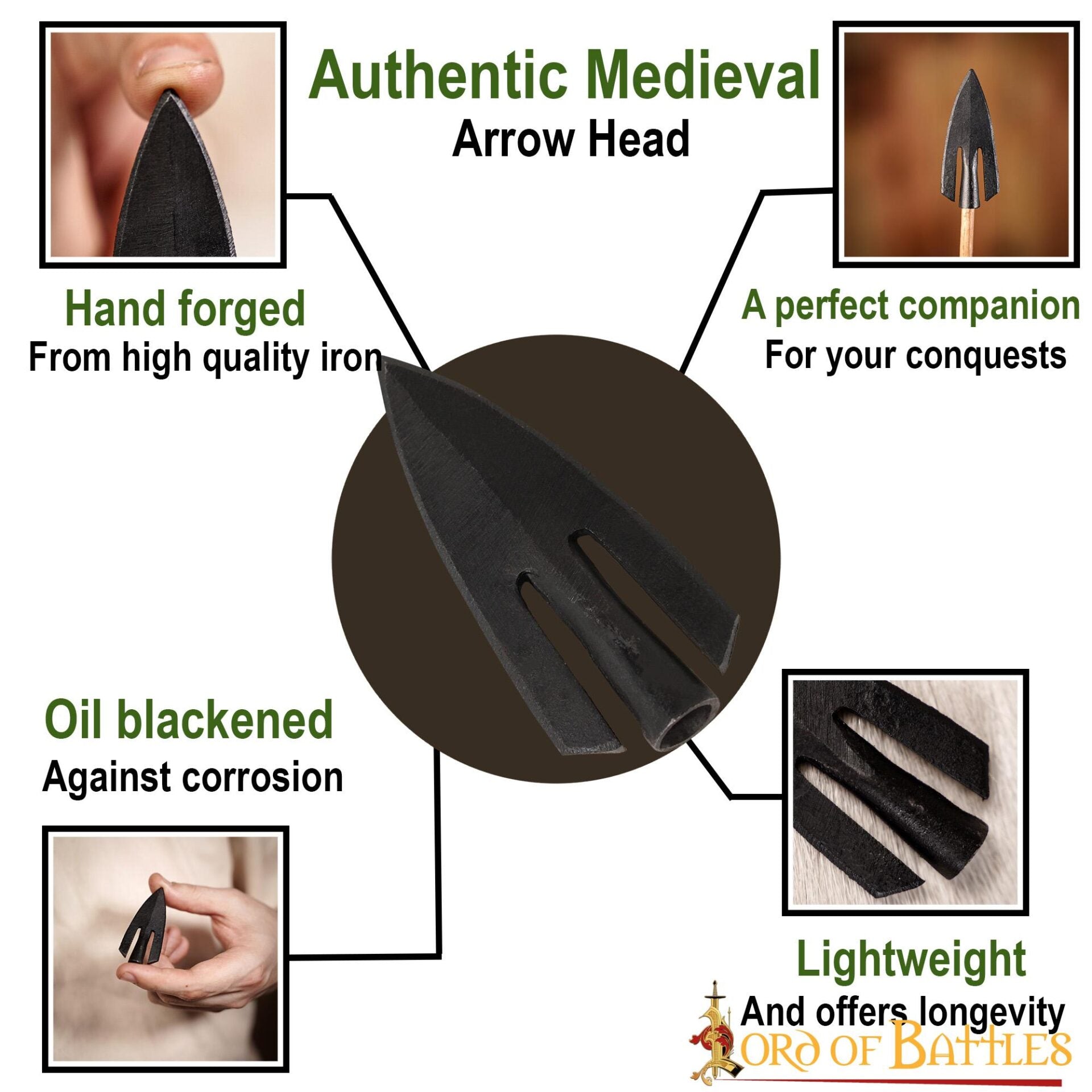 Imagen única de: Punta de Flecha Medieval de Cola de Golondrina Forjada a Mano en Hierro