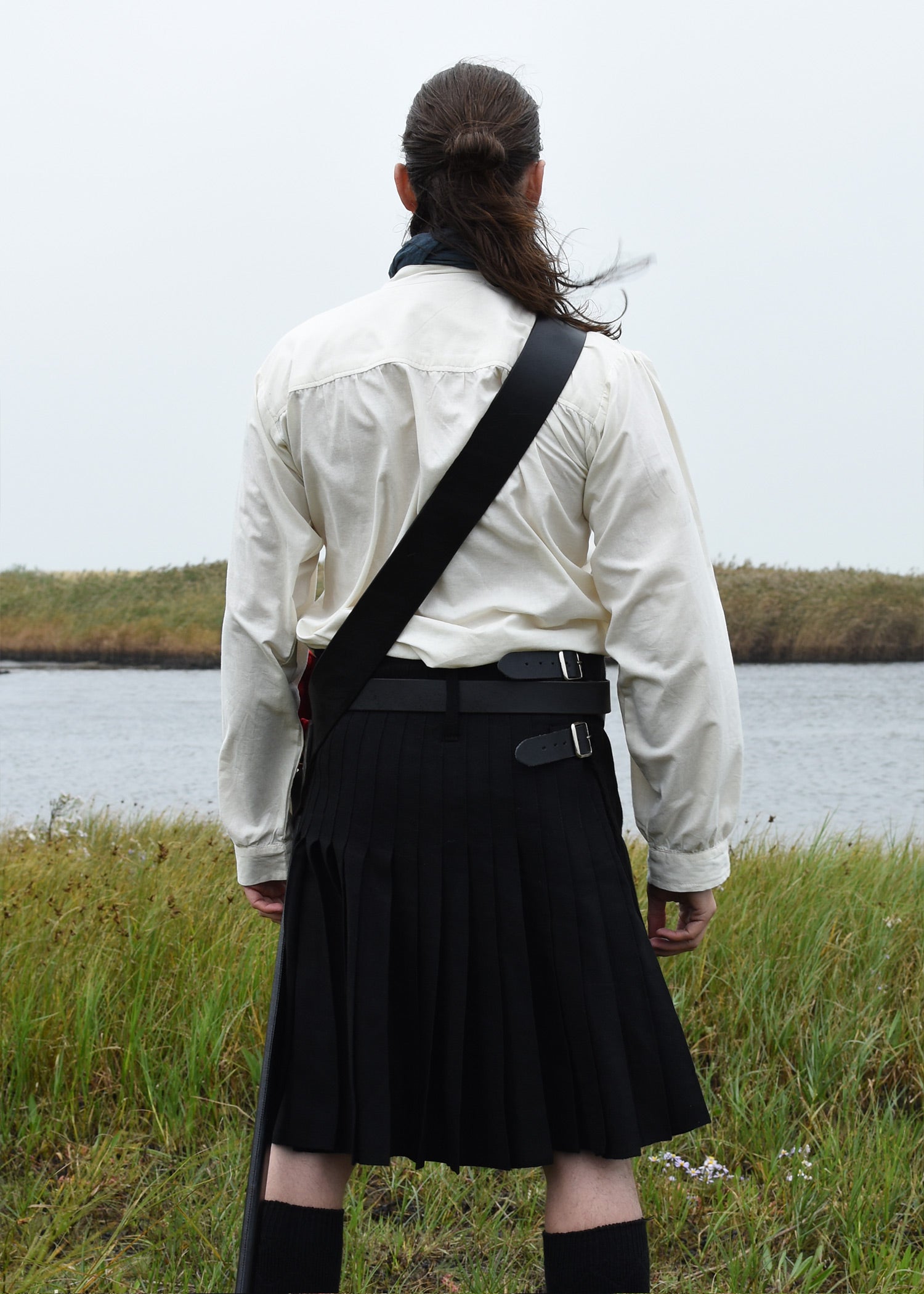 Imagen única de: Falda Escocesa De 8 Yardas, Falda De Tartán, Negra (Uni)