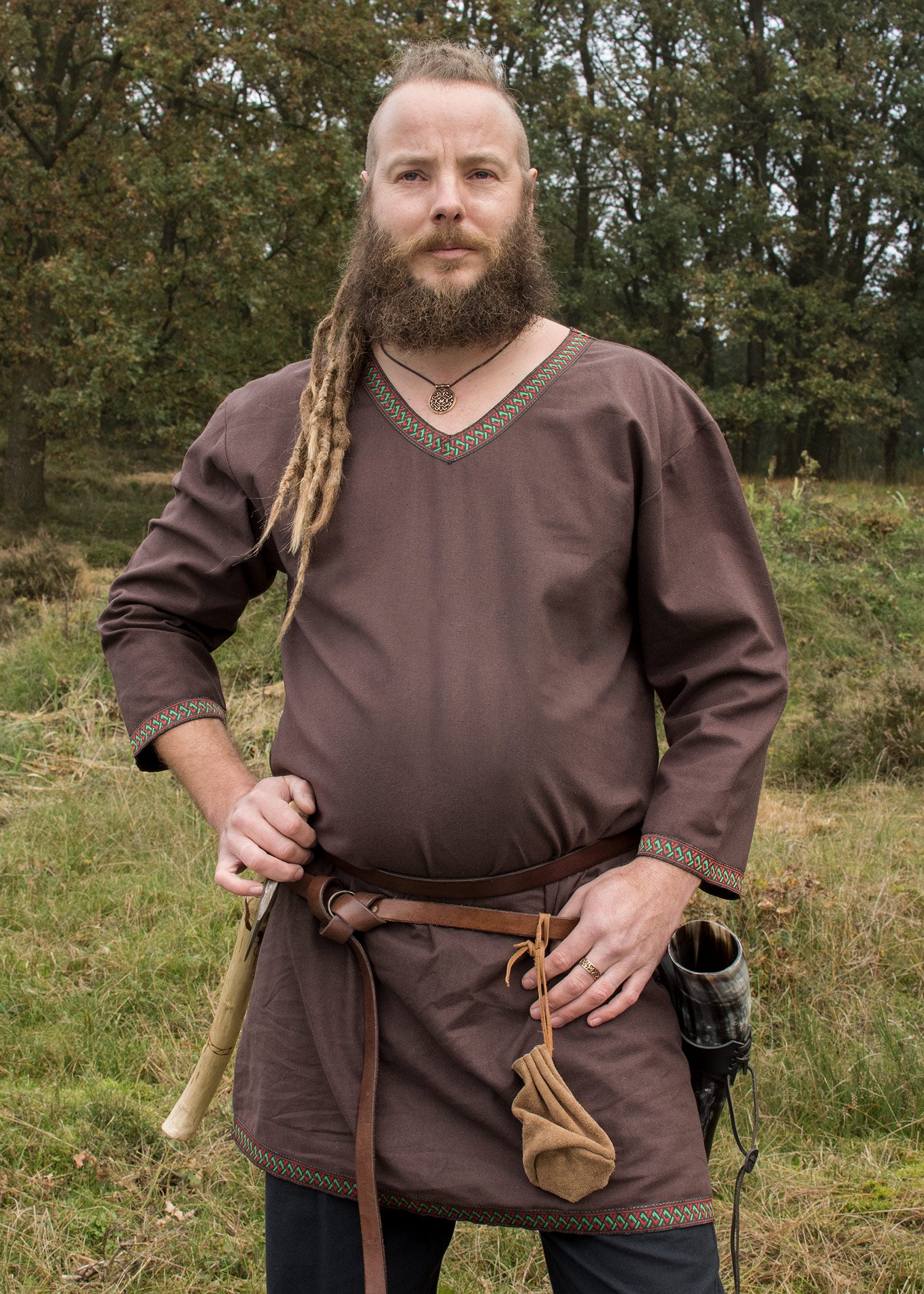 Imagen única de: Túnica Vikinga De Algodón, Marrón Oscuro