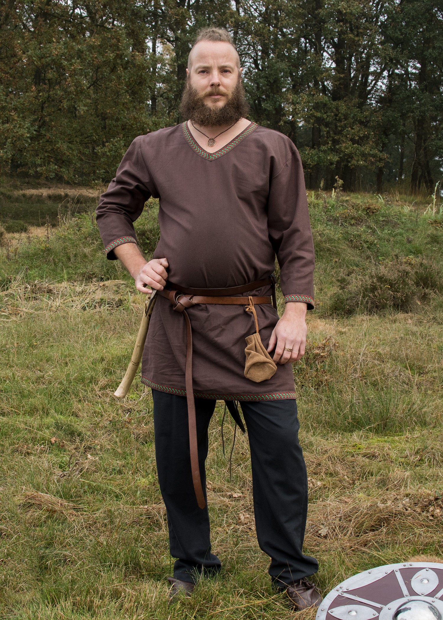 Imagen única de: Túnica Vikinga De Algodón, Marrón Oscuro