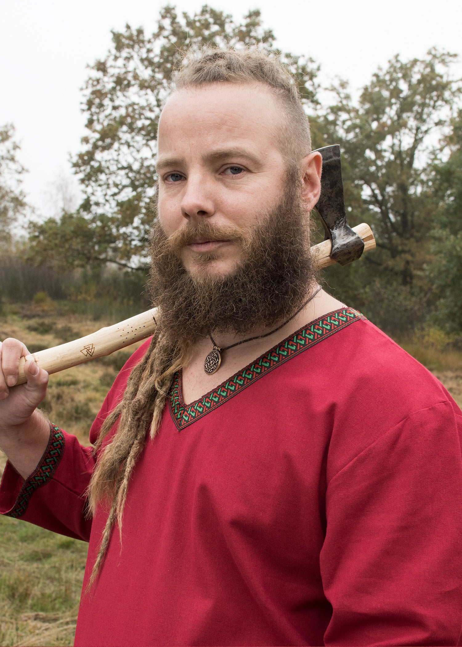 Imagen única de: Túnica Vikinga De Algodón, Rojo Oscuro