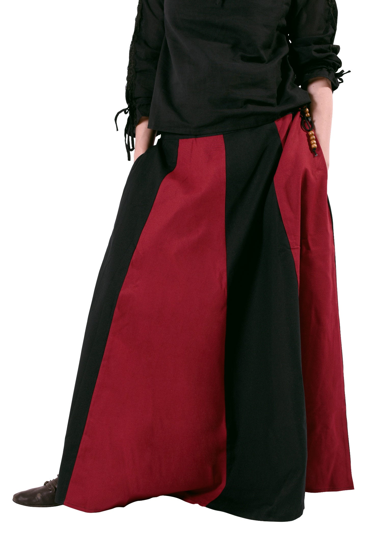 Imagen única de: Falda Medieval Con Vuelo, Negro/rojo