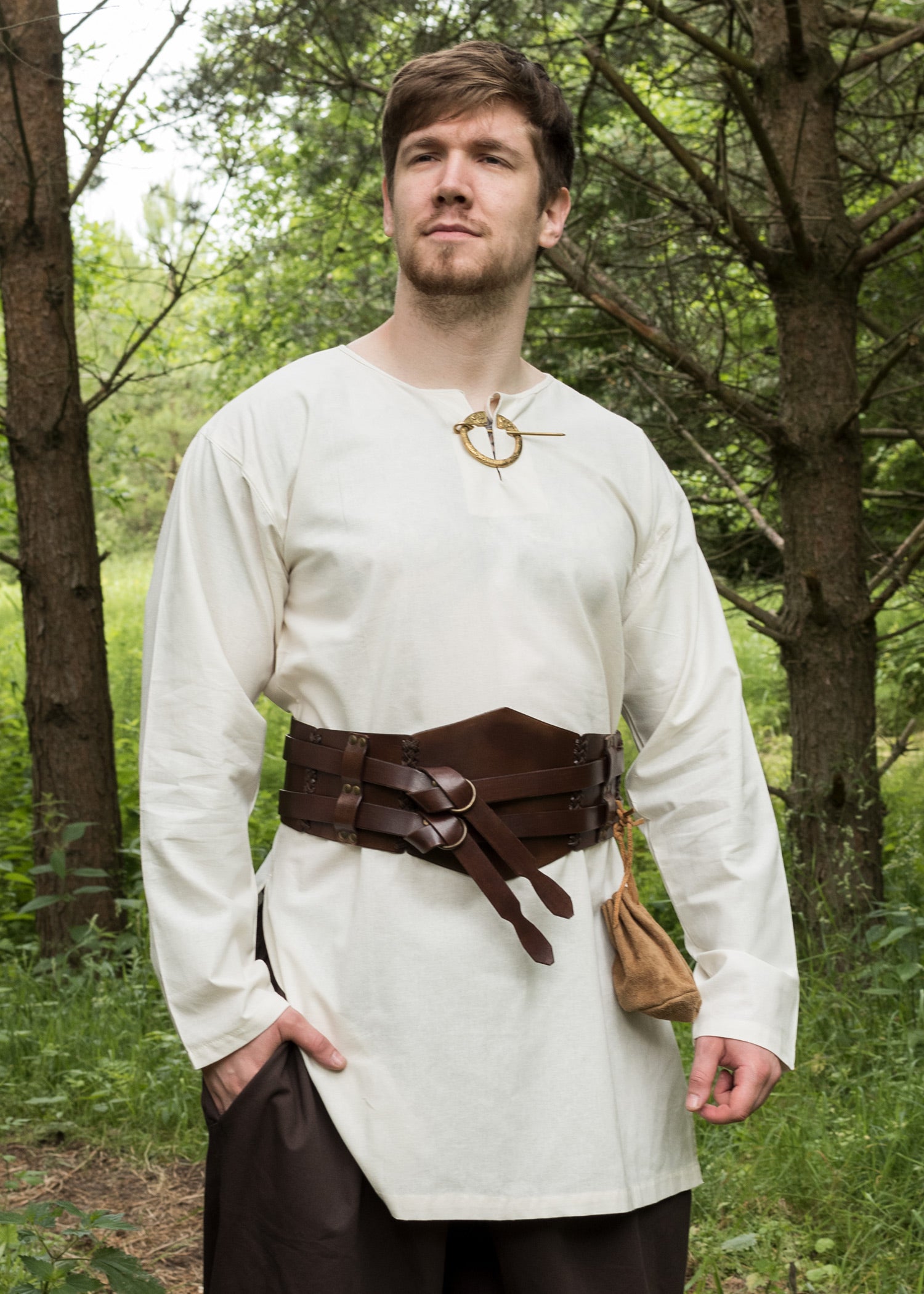 Imagen única de: Túnica Medieval Sencilla Gunther, Manga Larga, Natural