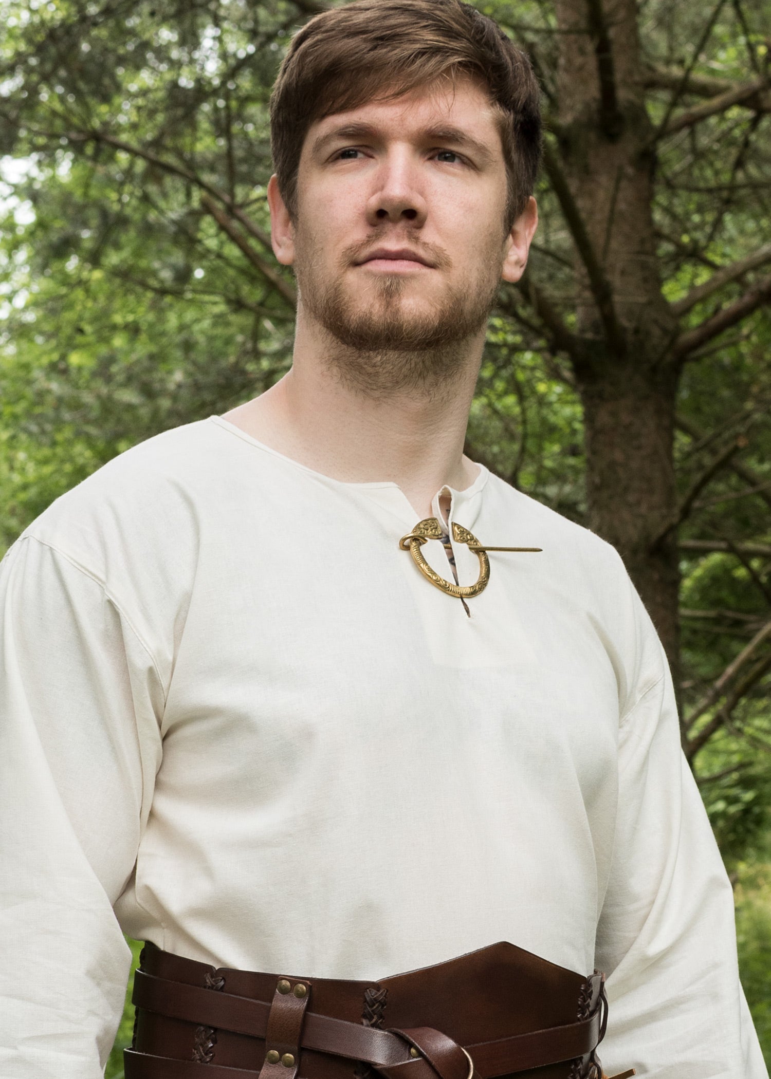 Imagen única de: Túnica Medieval Sencilla Gunther, Manga Larga, Natural