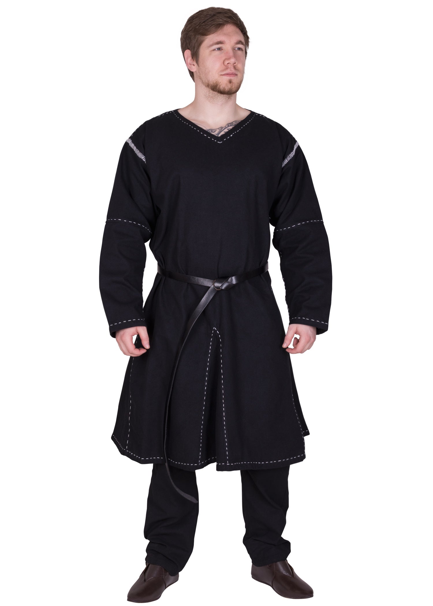 Imagen única de: Túnica Medieval Kragelund Askur, Manga Larga, Negro