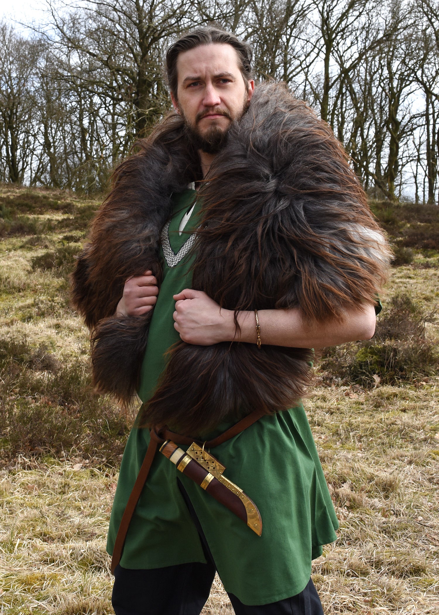 Imagen única de: Túnica Medieval Ailrik Con Borde, Mangas Cortas, Verde