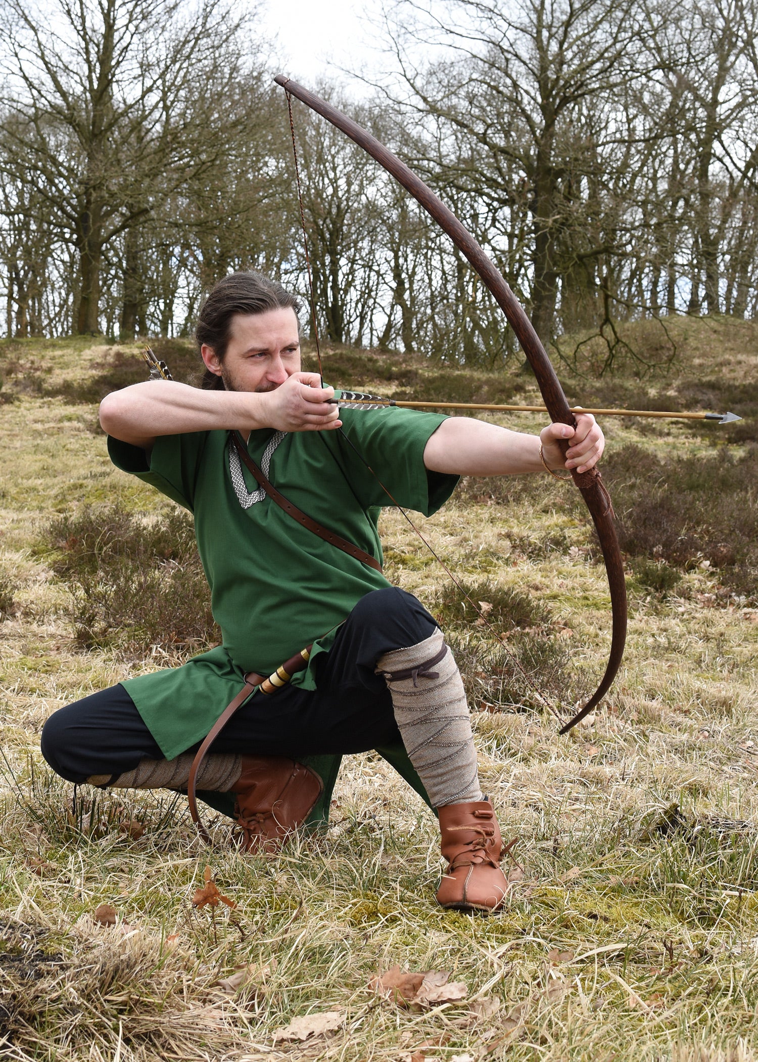 Imagen única de: Túnica Medieval Ailrik Con Borde, Mangas Cortas, Verde