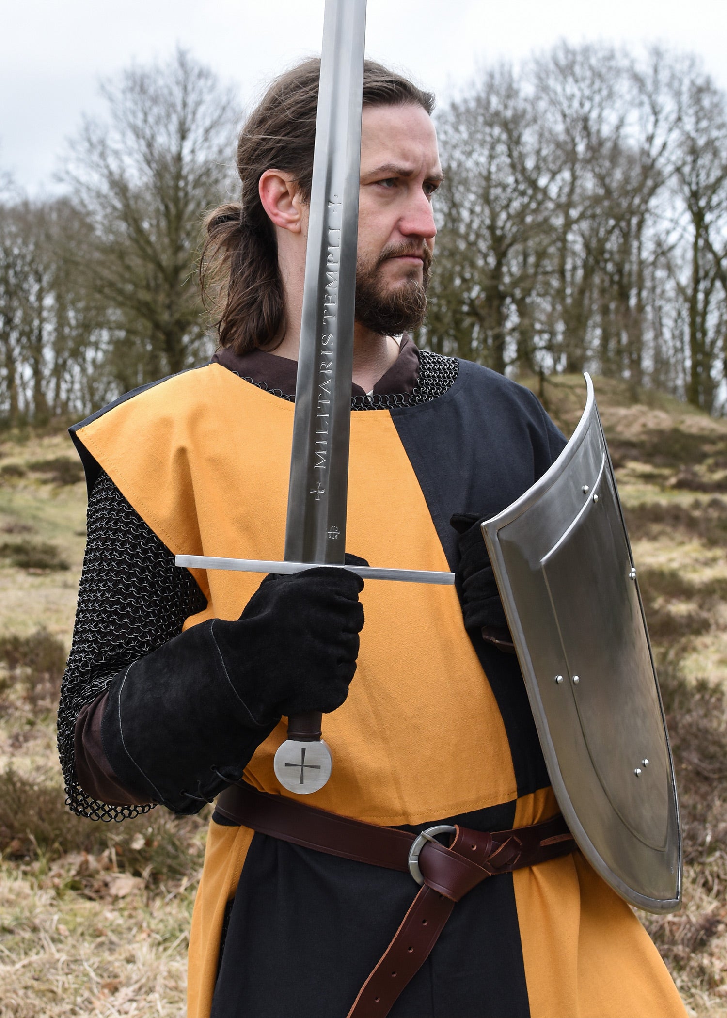 Imagen única de: Túnica Medieval Eckhart, Mi-parti, Amarillo/negro
