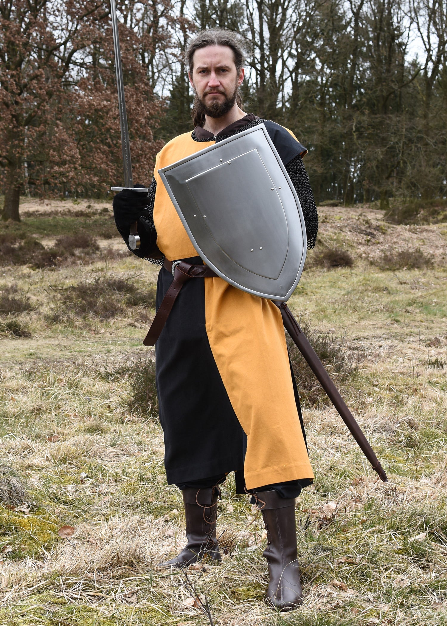 Imagen única de: Túnica Medieval Eckhart, Mi-parti, Amarillo/negro