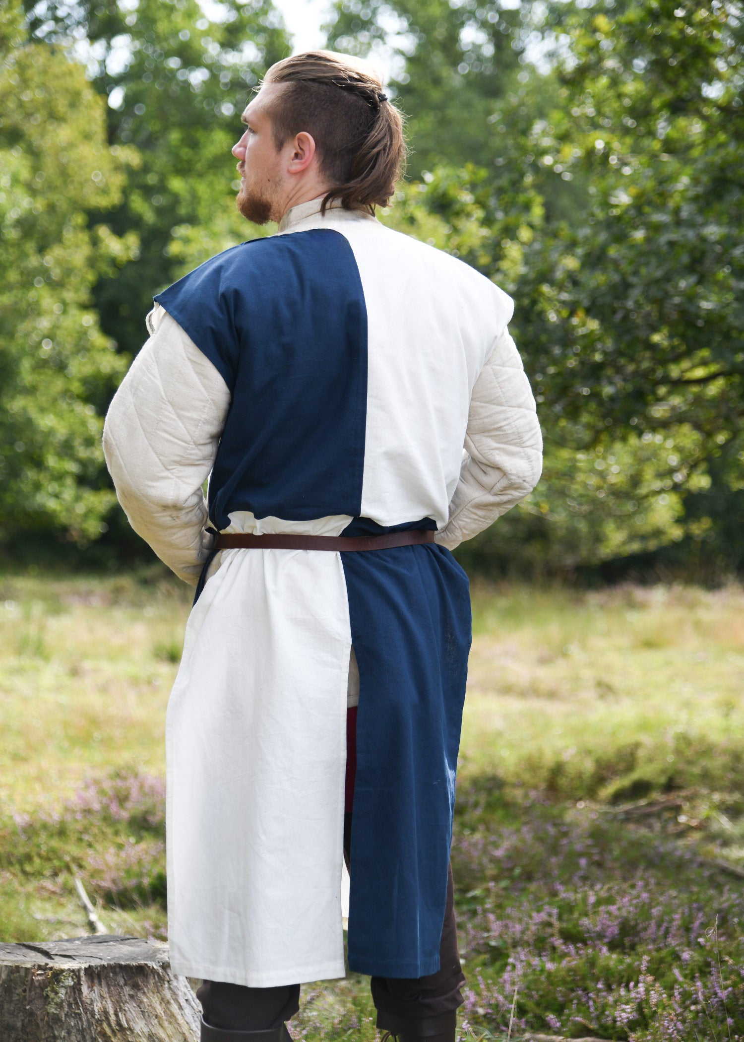 Imagen única de: Túnica Medieval Eckhart, Mi-parti, Azul/natural