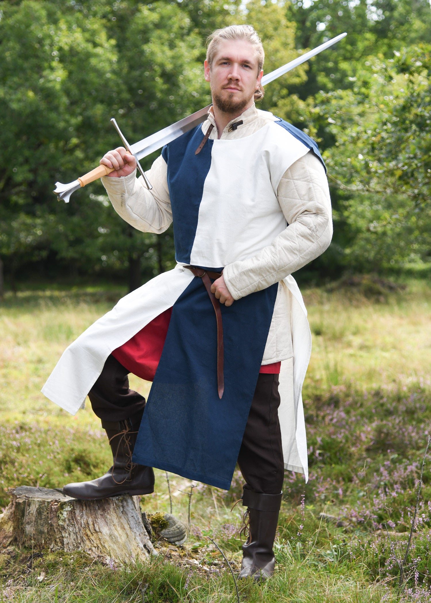 Imagen única de: Túnica Medieval Eckhart, Mi-parti, Azul/natural