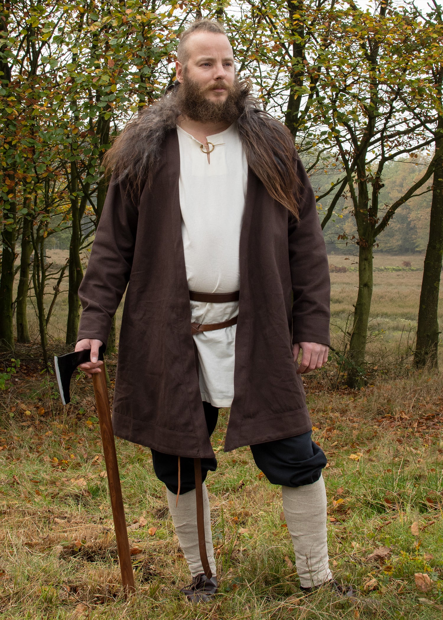 Imagen única de: Falda Con Solapa Bjorn, Abrigo Vikingo, Marrón