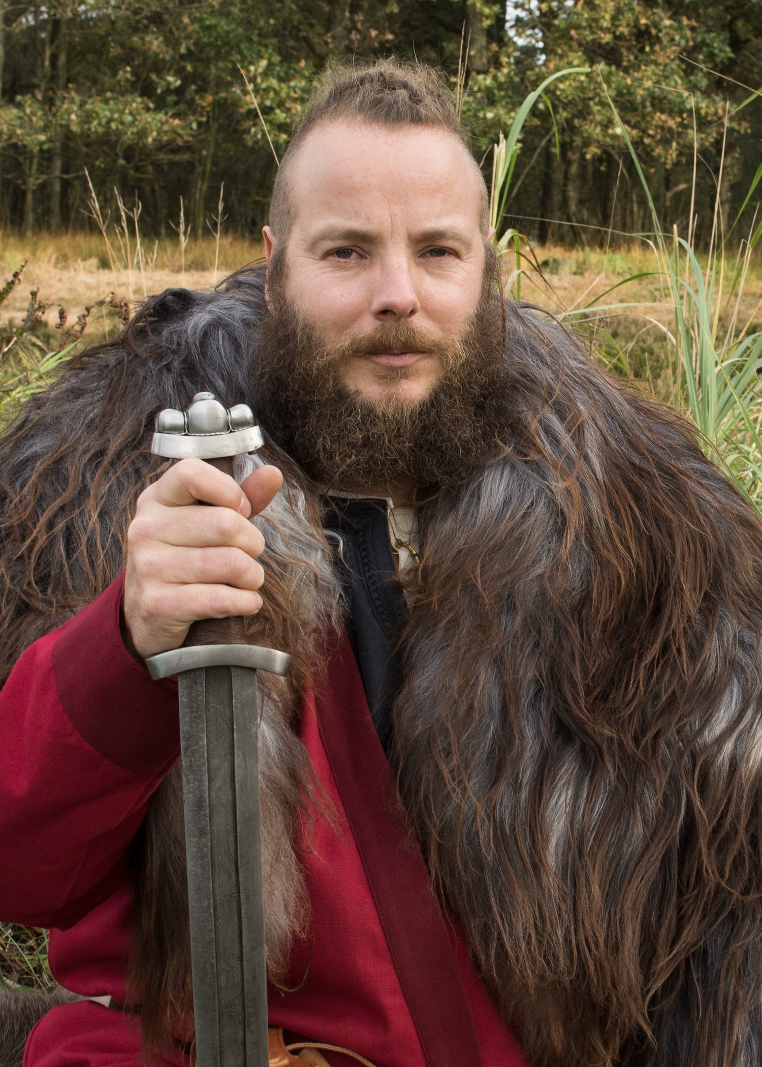 Imagen única de: Falda Con Solapa Bjorn, Abrigo Vikingo, Rojo