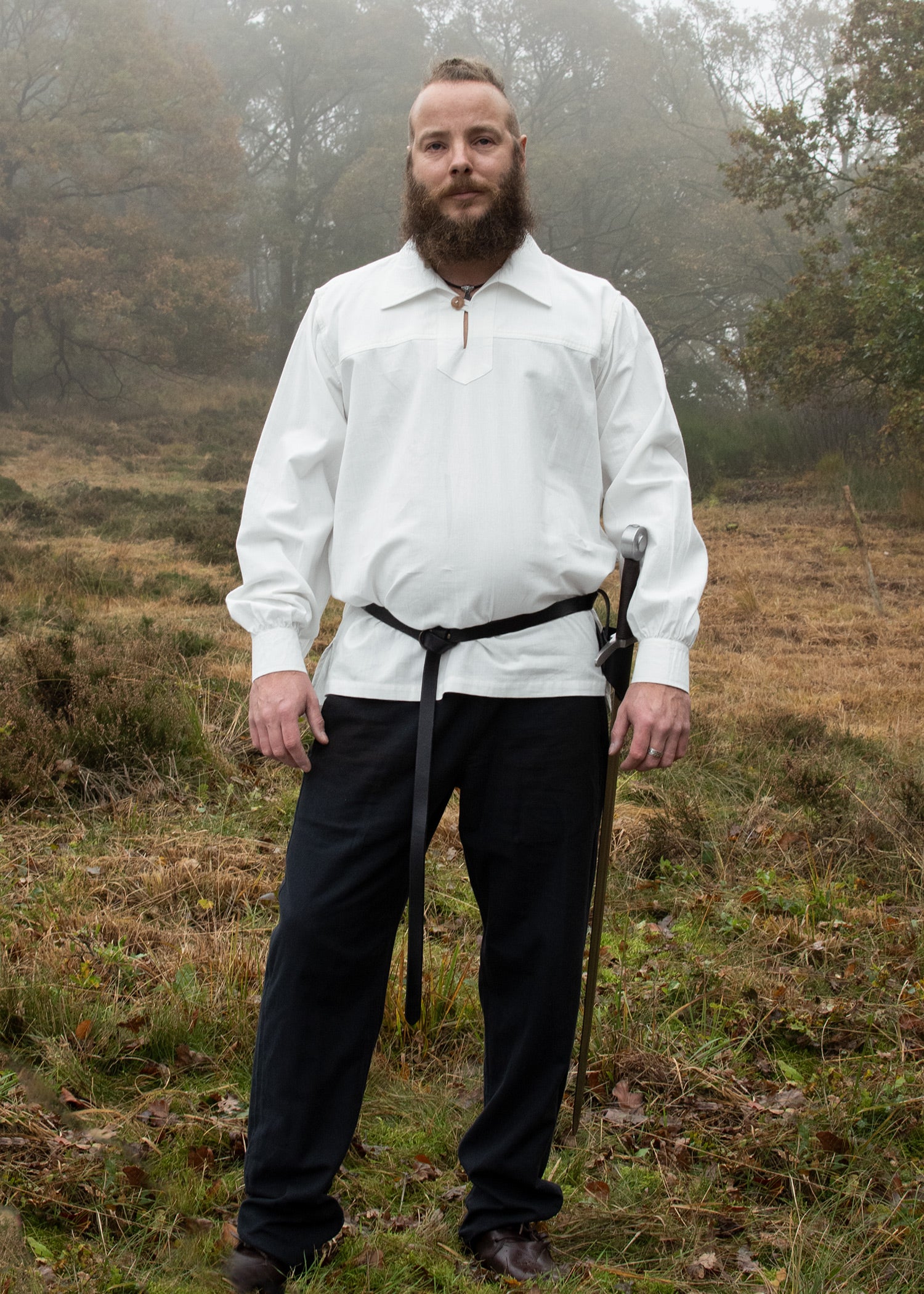 Imagen única de: Camisa De Caballero Medieval Götz, Blanca