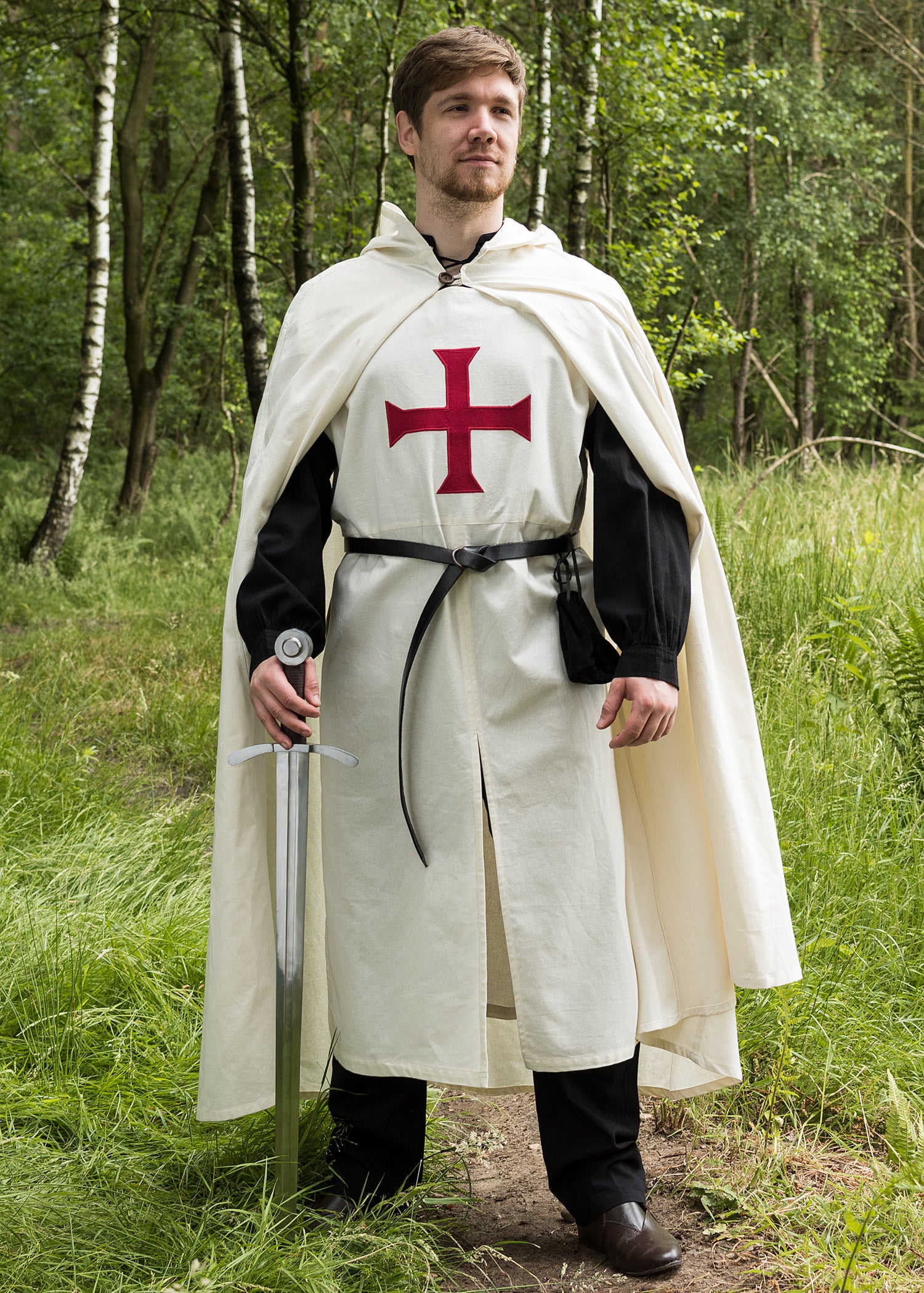 Imagen única de: Tabardo Medieval, Templario, Natural/rojo