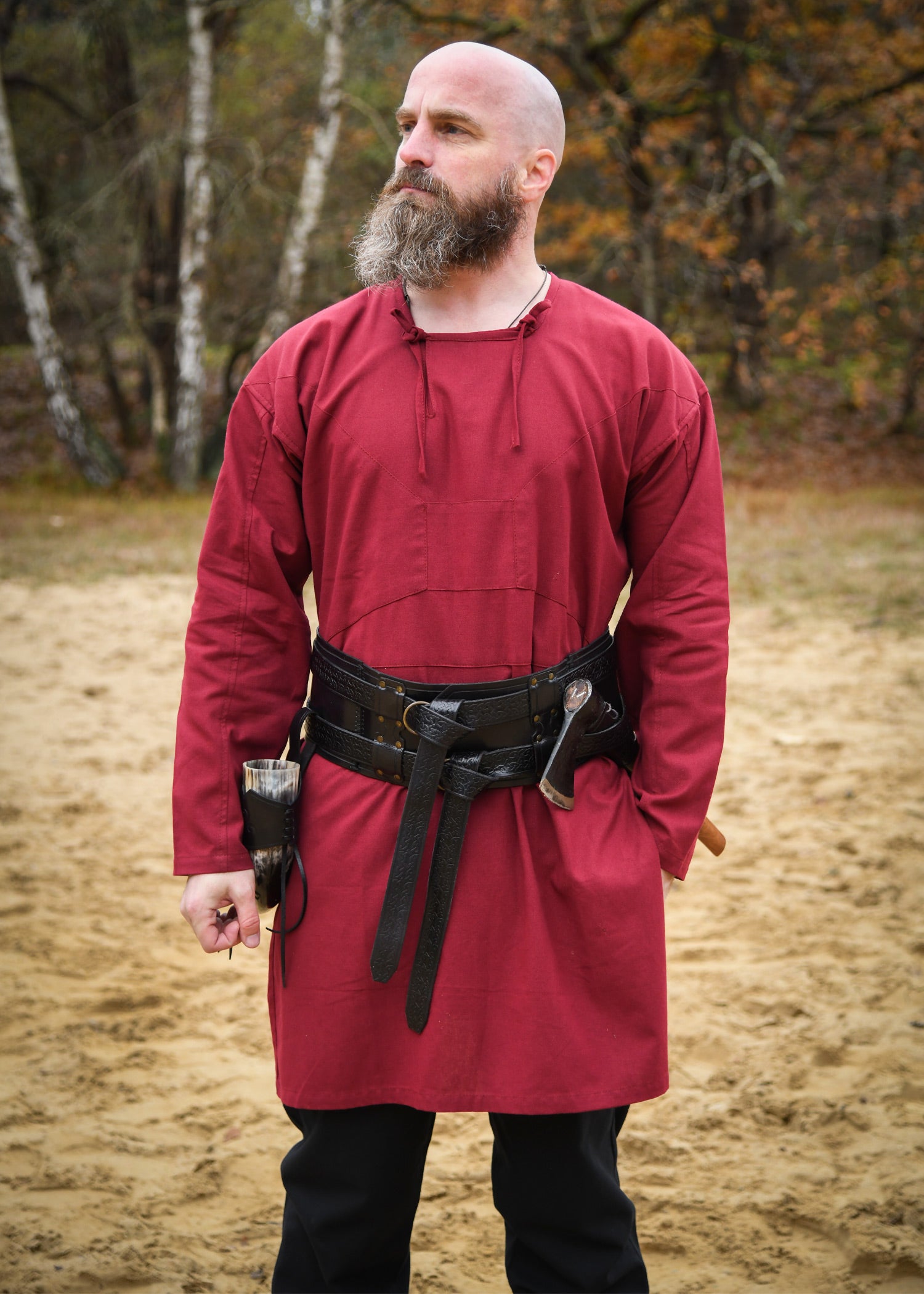 Imagen única de: Túnica Vikinga, Reconstrucción De Viborg, Rojo Vino
