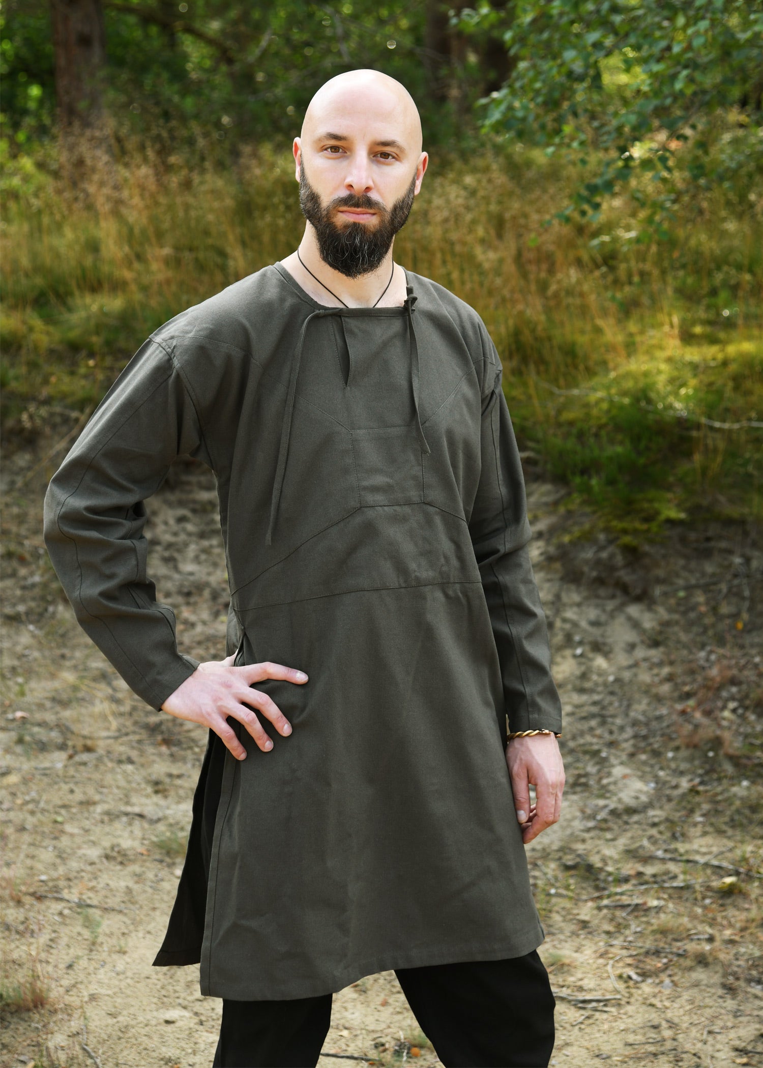 Imagen única de: Túnica Vikinga, Reconstrucción De Viborg, Verde Oliva