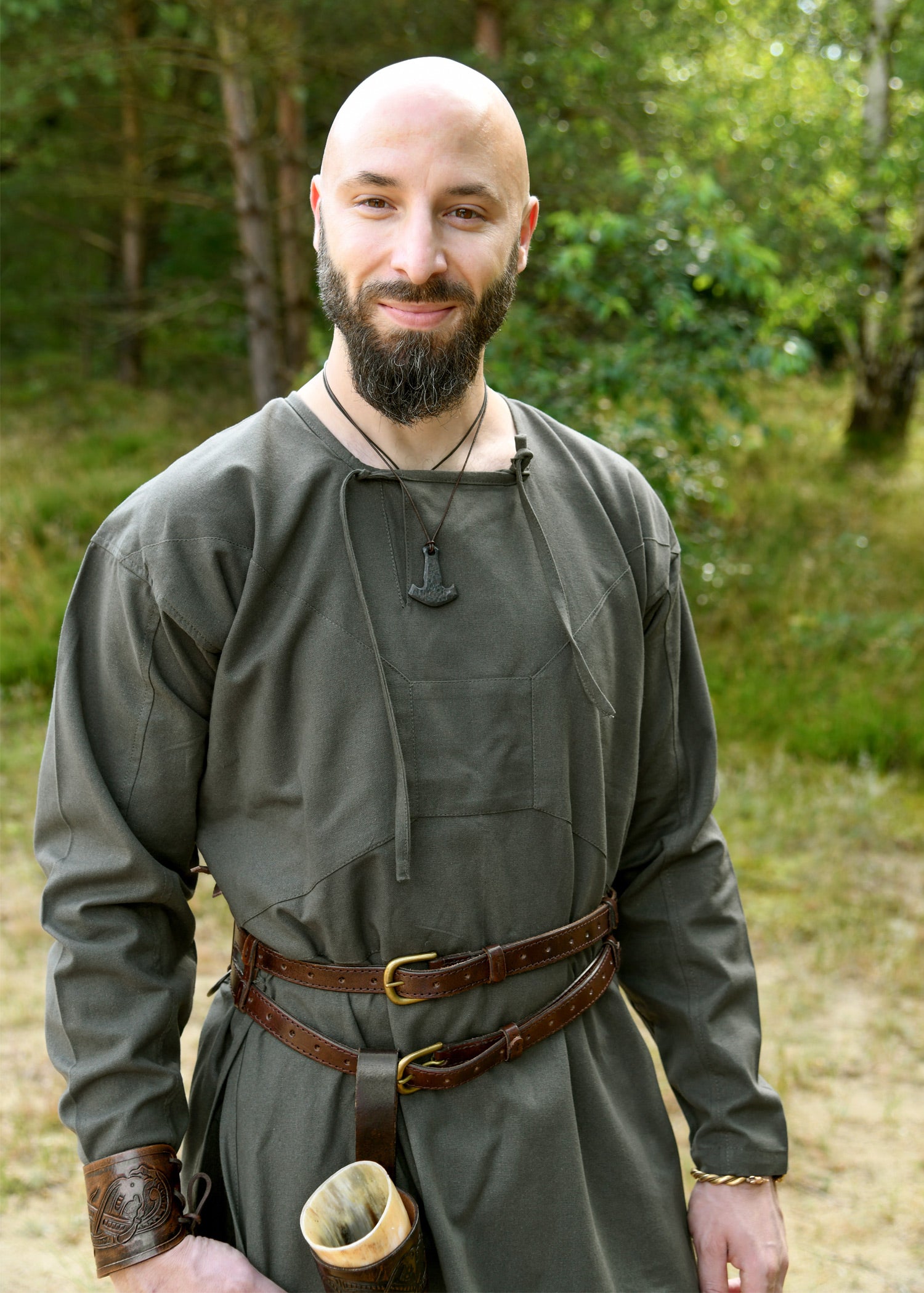 Imagen única de: Túnica Vikinga, Reconstrucción De Viborg, Verde Oliva
