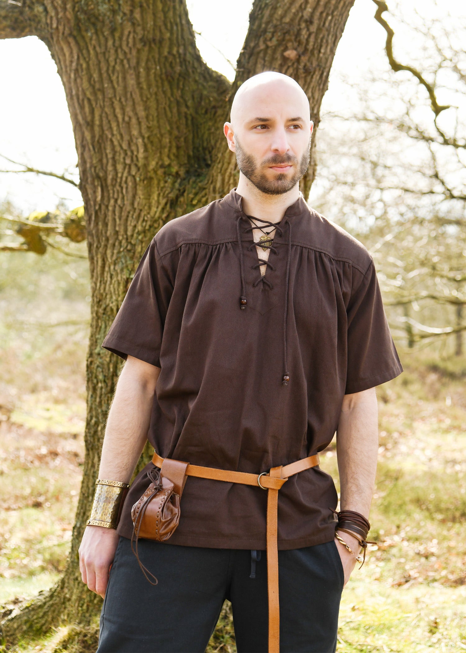 Imagen única de: Camisa Medieval Manga Corta Marrón