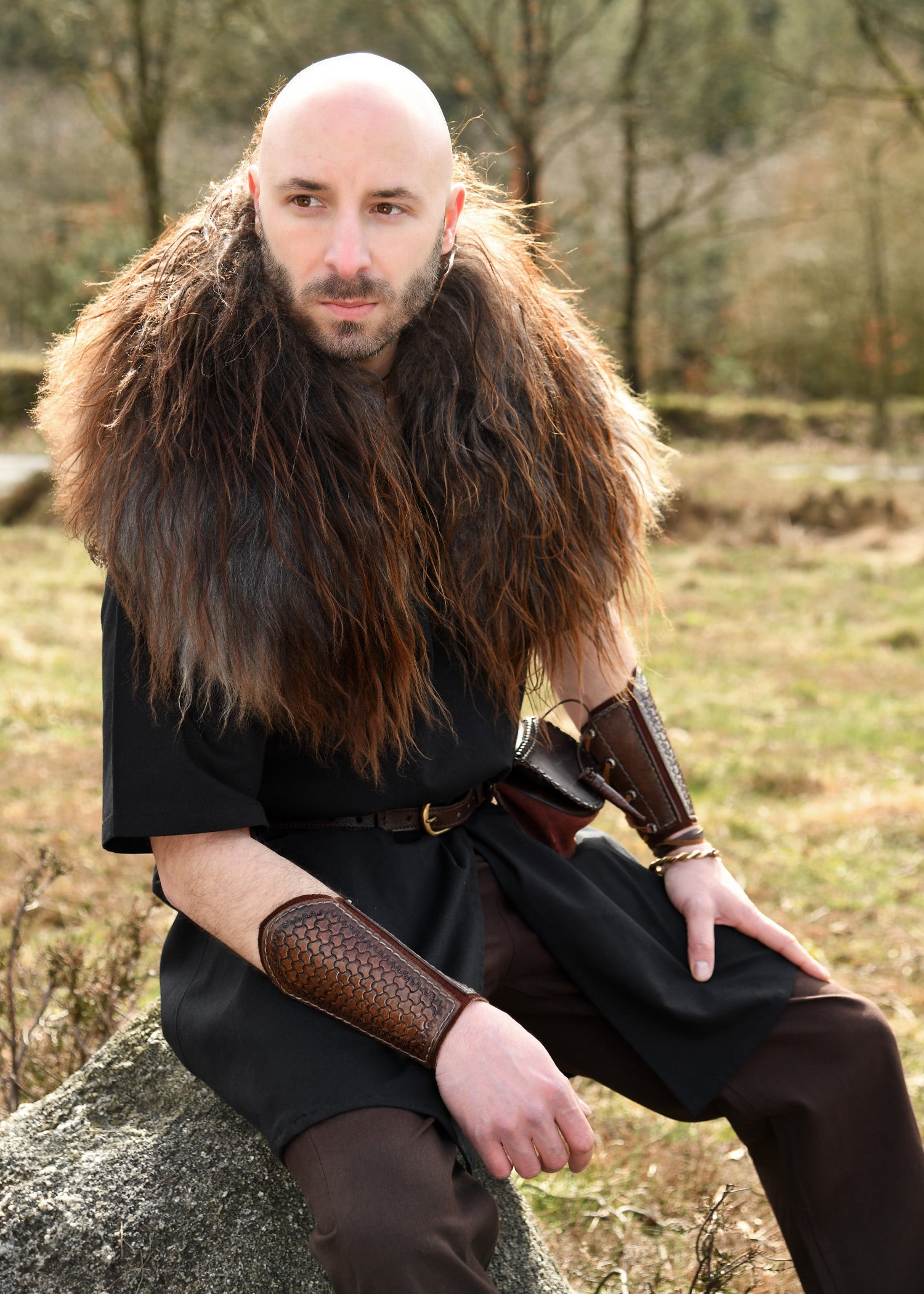 Imagen única de: Túnica Medieval Jasper, Manga Corta, Negro