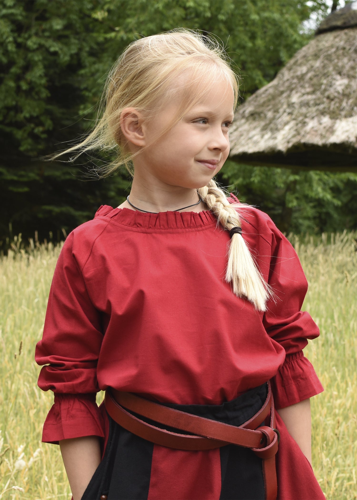 Imagen única de: Blusa Medieval Infantil Helena, Roja