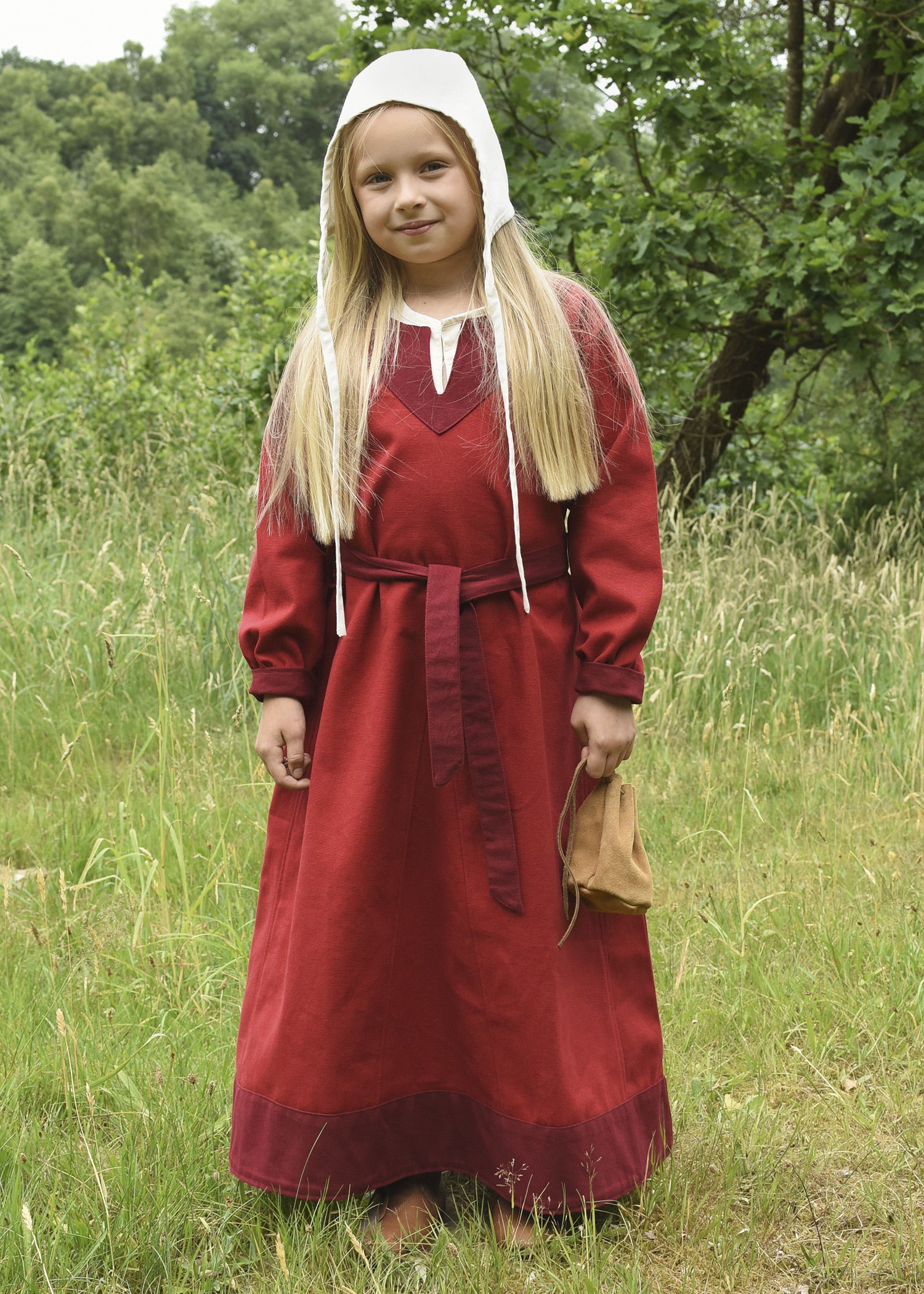 Imagen única de: Vestido Vikingo Infantil Solveig, Rojo/burdeos