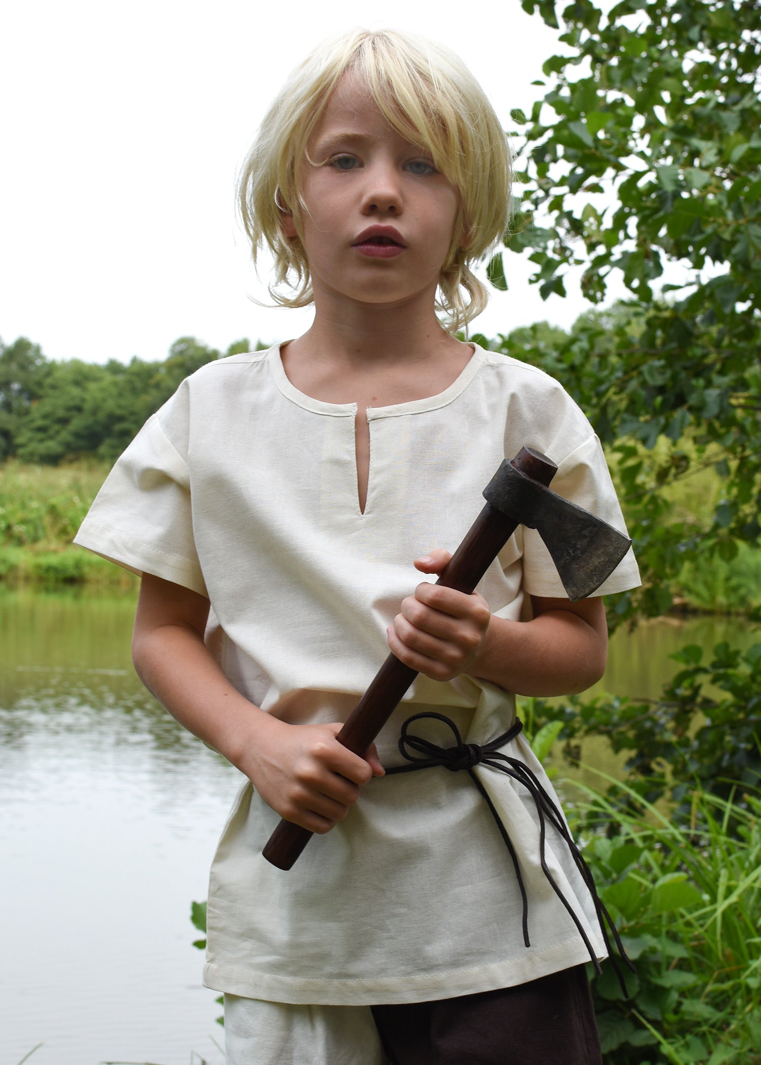 Imagen única de: Túnica Medieval Infantil Linus, Manga Corta, Natural