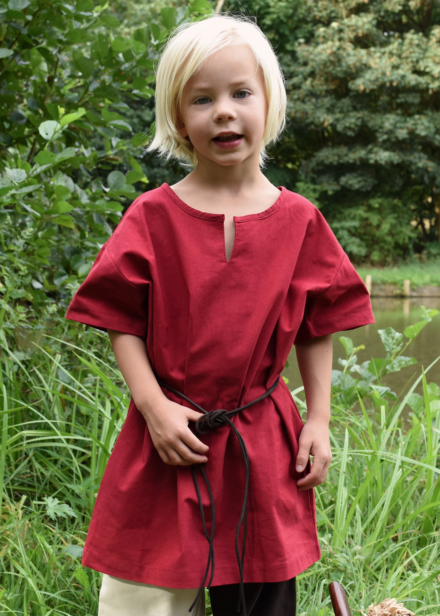 Imagen única de: Túnica Medieval Infantil Linus, Manga Corta, Rojo