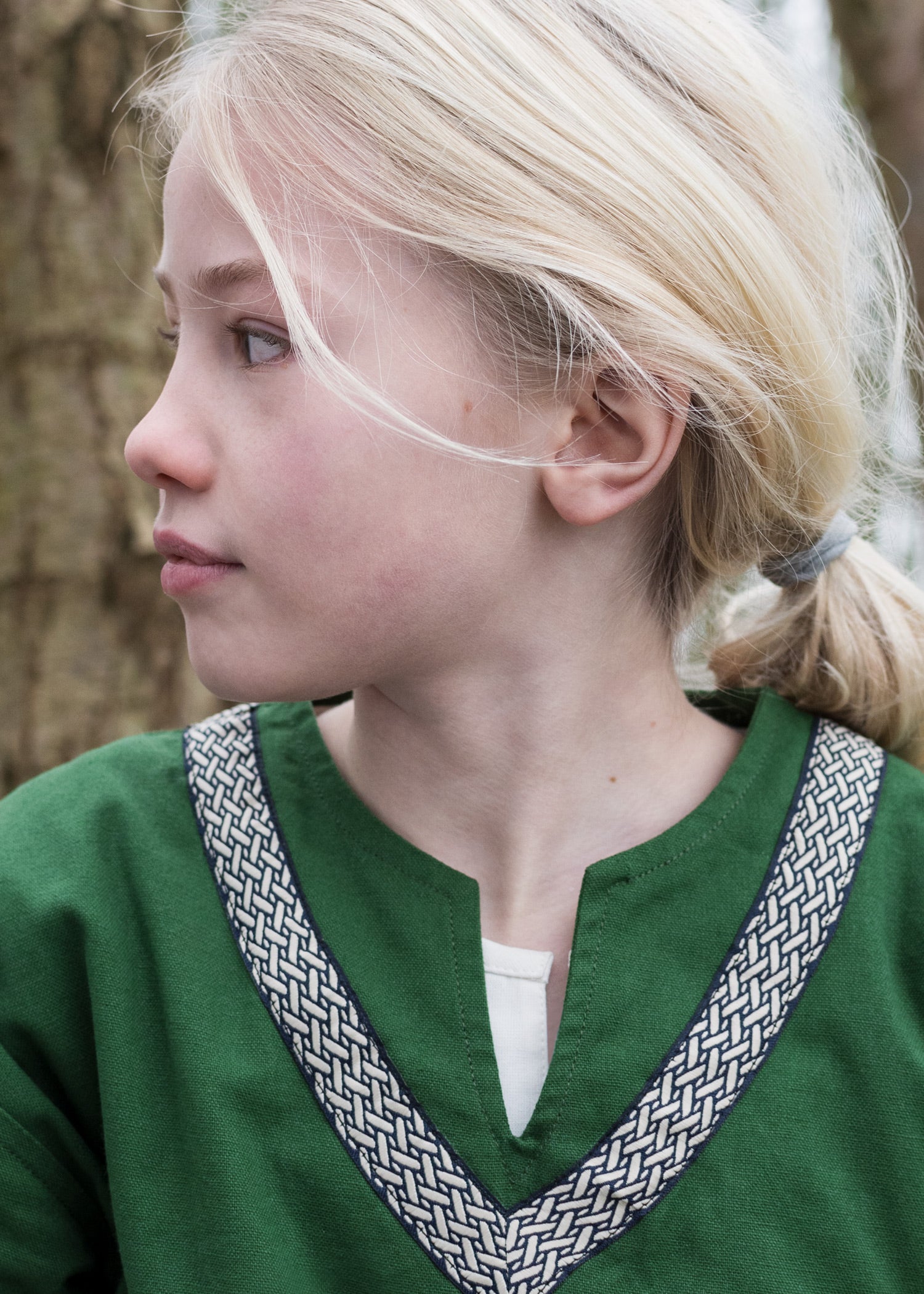 Imagen única de: Túnica Medieval Infantil Ailrik Con Borde, Manga Corta, Verde