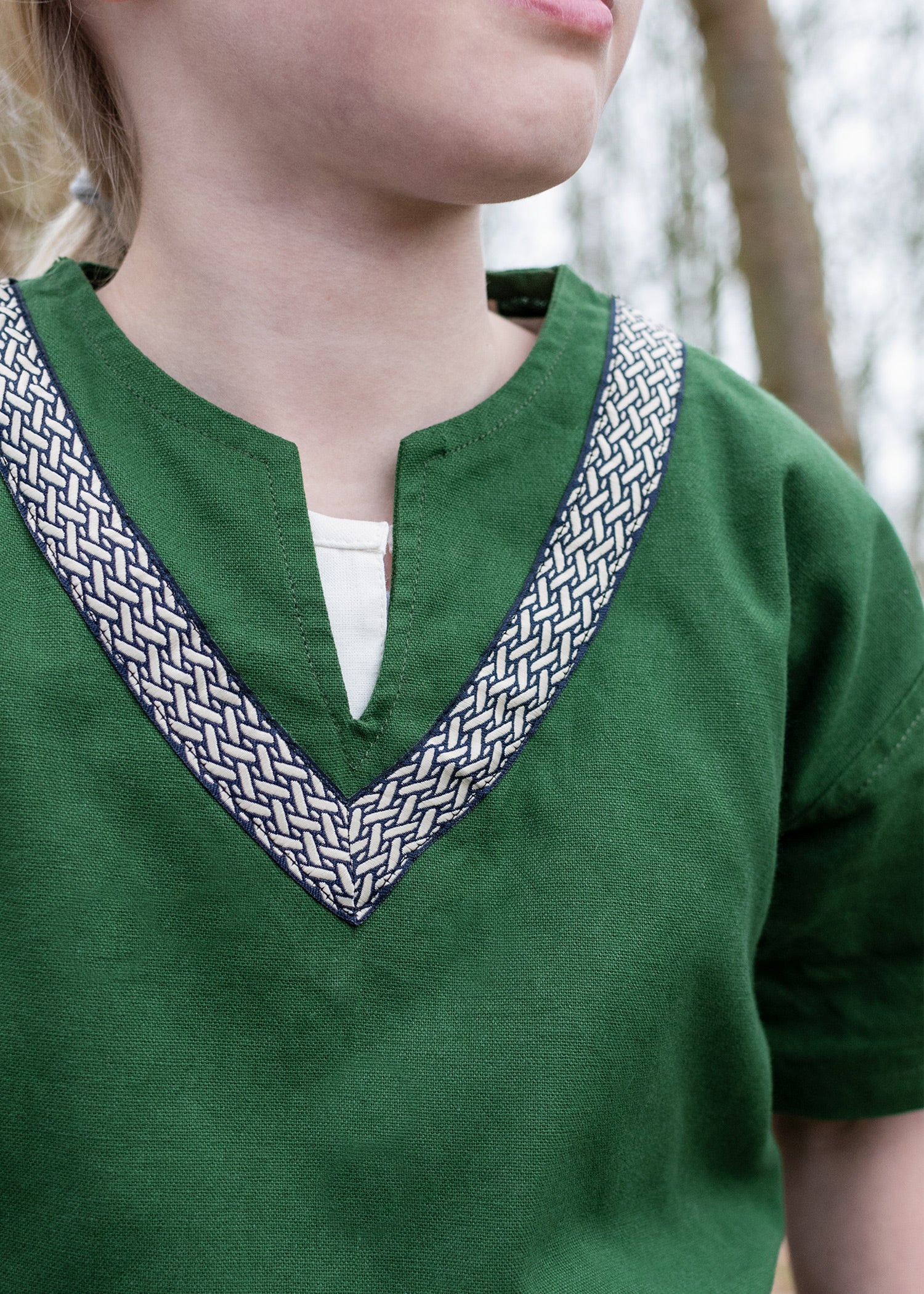 Imagen única de: Túnica Medieval Infantil Ailrik Con Borde, Manga Corta, Verde