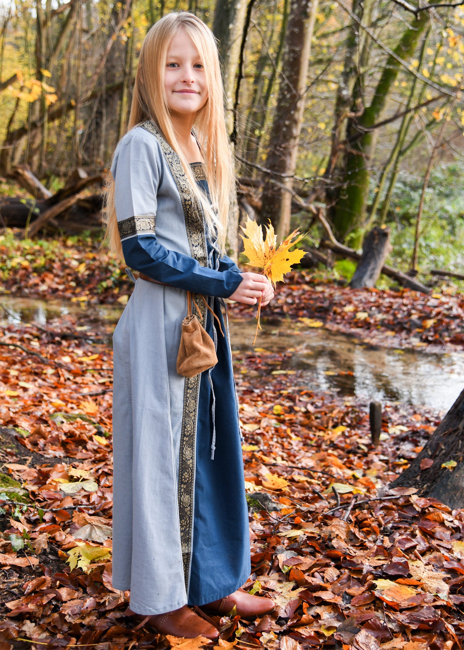 Imagen única de: Vestido Medieval Infantil Eleanor, Manga Larga, Azul