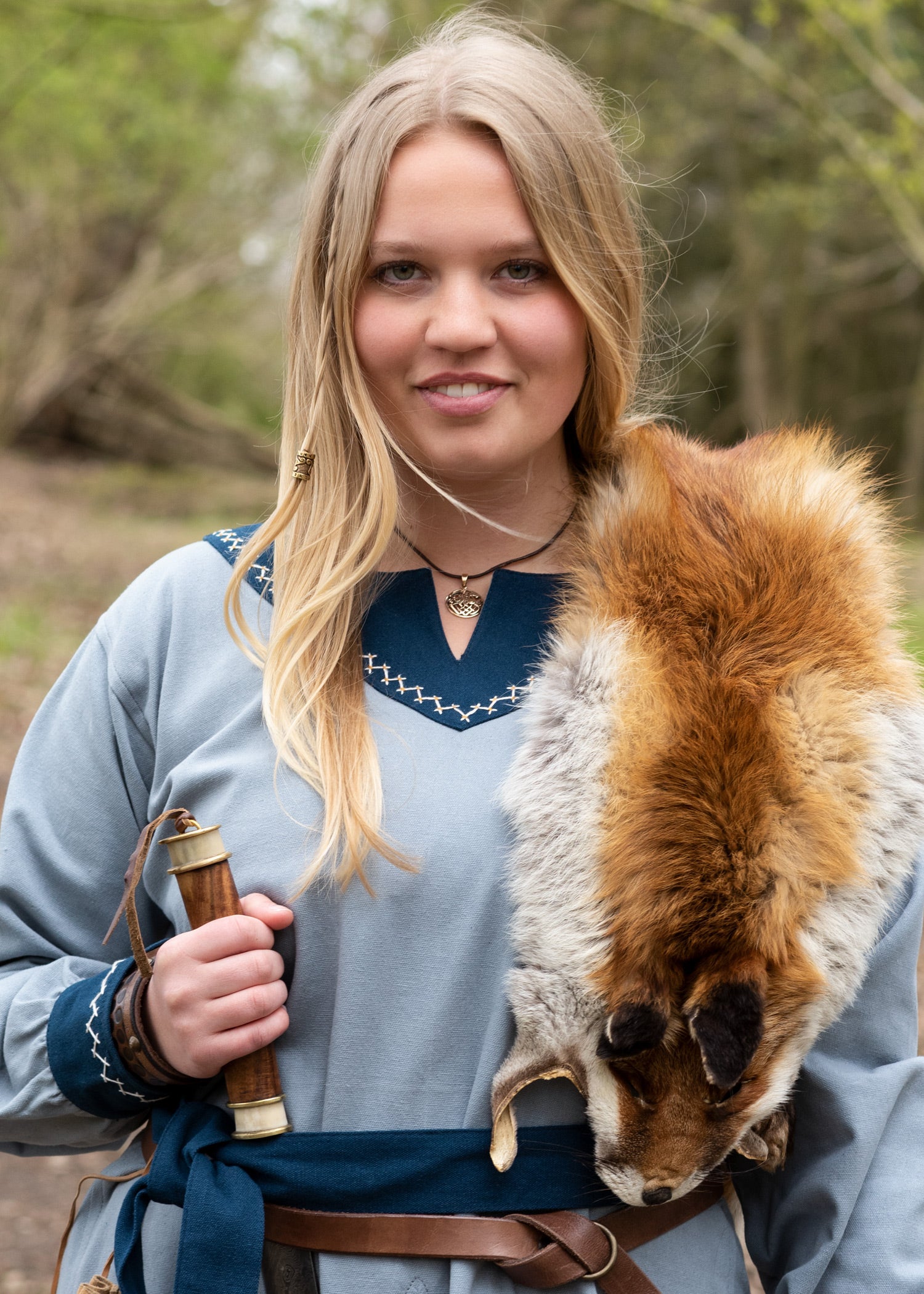 Imagen única de: Vestido Vikingo Jona, Azul-gris/azul