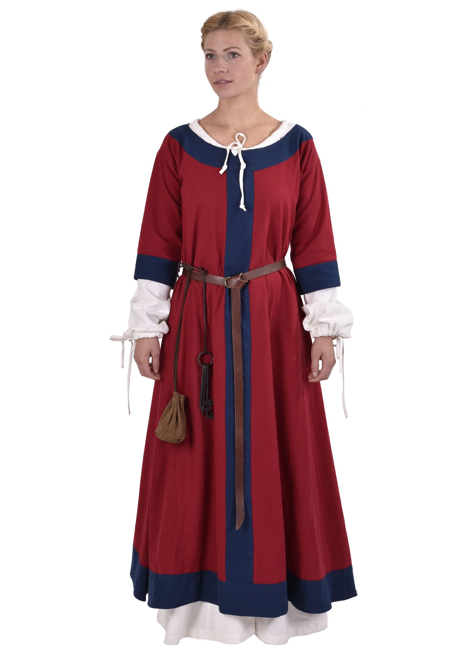 Imagen única de: Vestido Medieval Gudrun, Rojo/azul