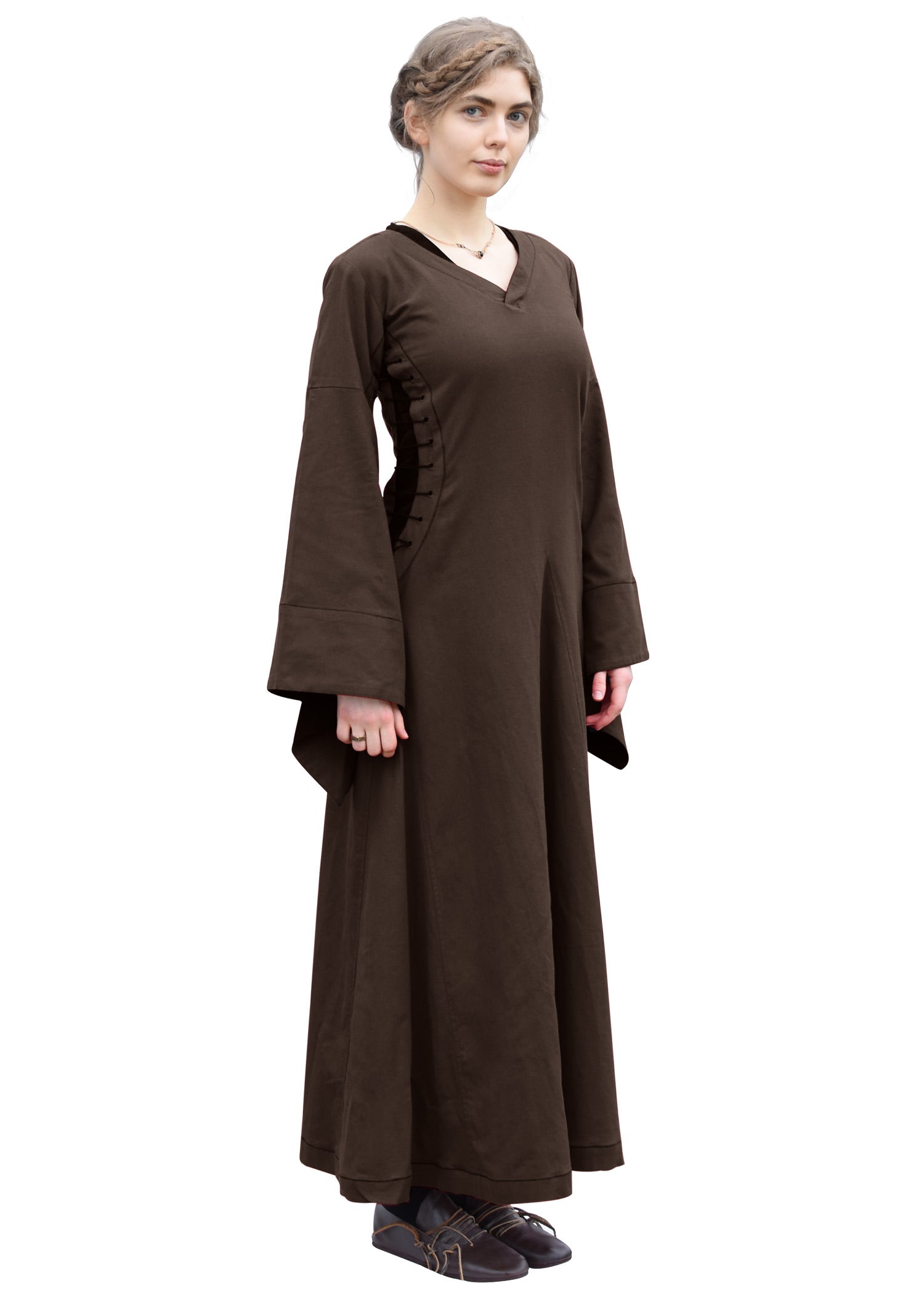 Imagen única de: Vestido Medieval Con Ventanas Del Infierno, Bliaut Amal, Marrón