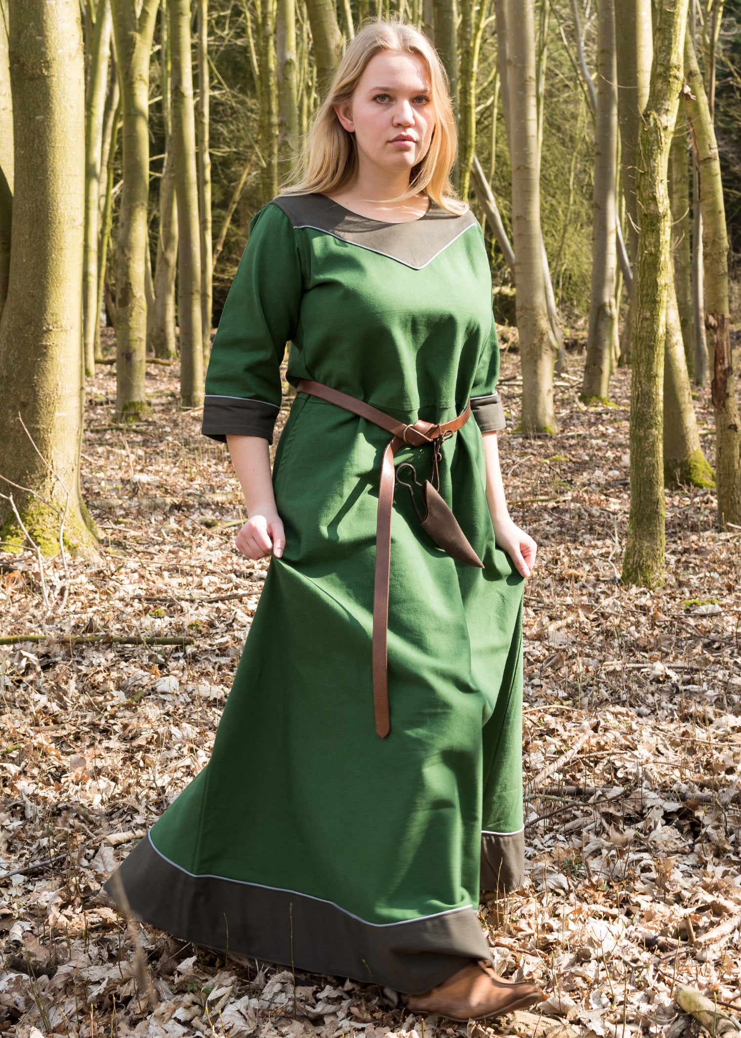 Imagen única de: Vestido Medieval Gesine De Lona, Verde