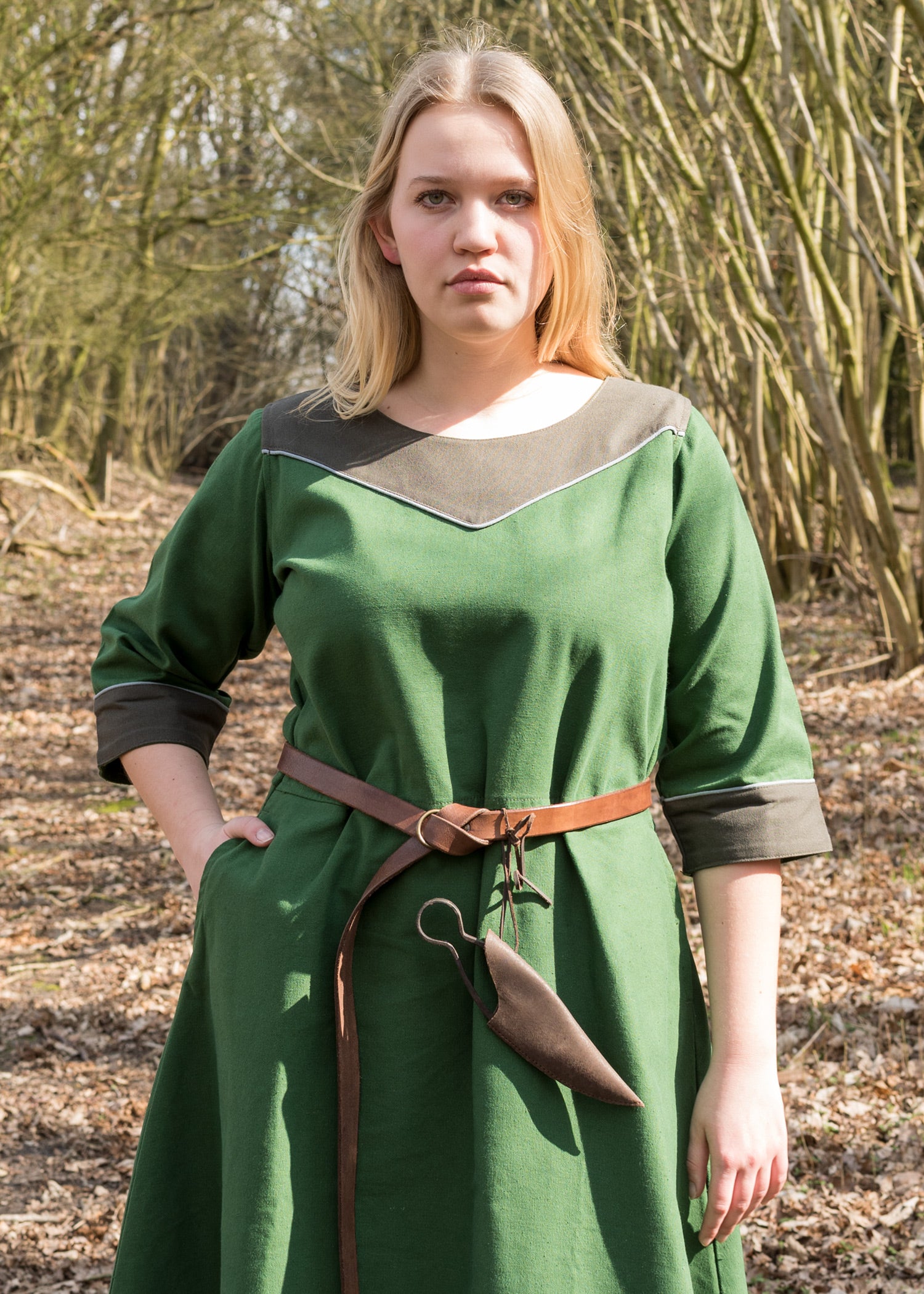 Imagen única de: Vestido Medieval Gesine De Lona, Verde