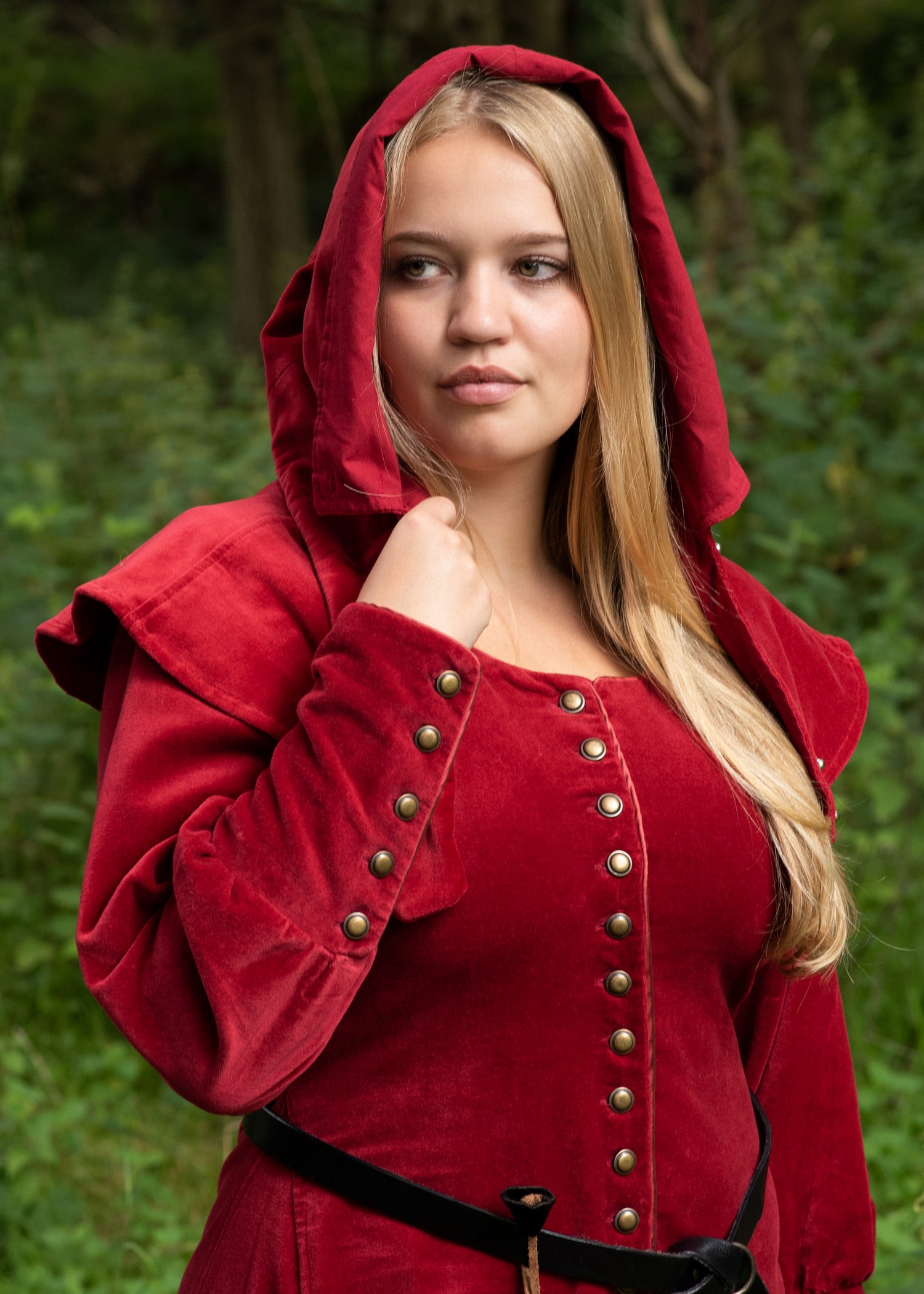 Imagen única de: Cotehardie Isabell De Terciopelo, Vestido Medieval, Rojo