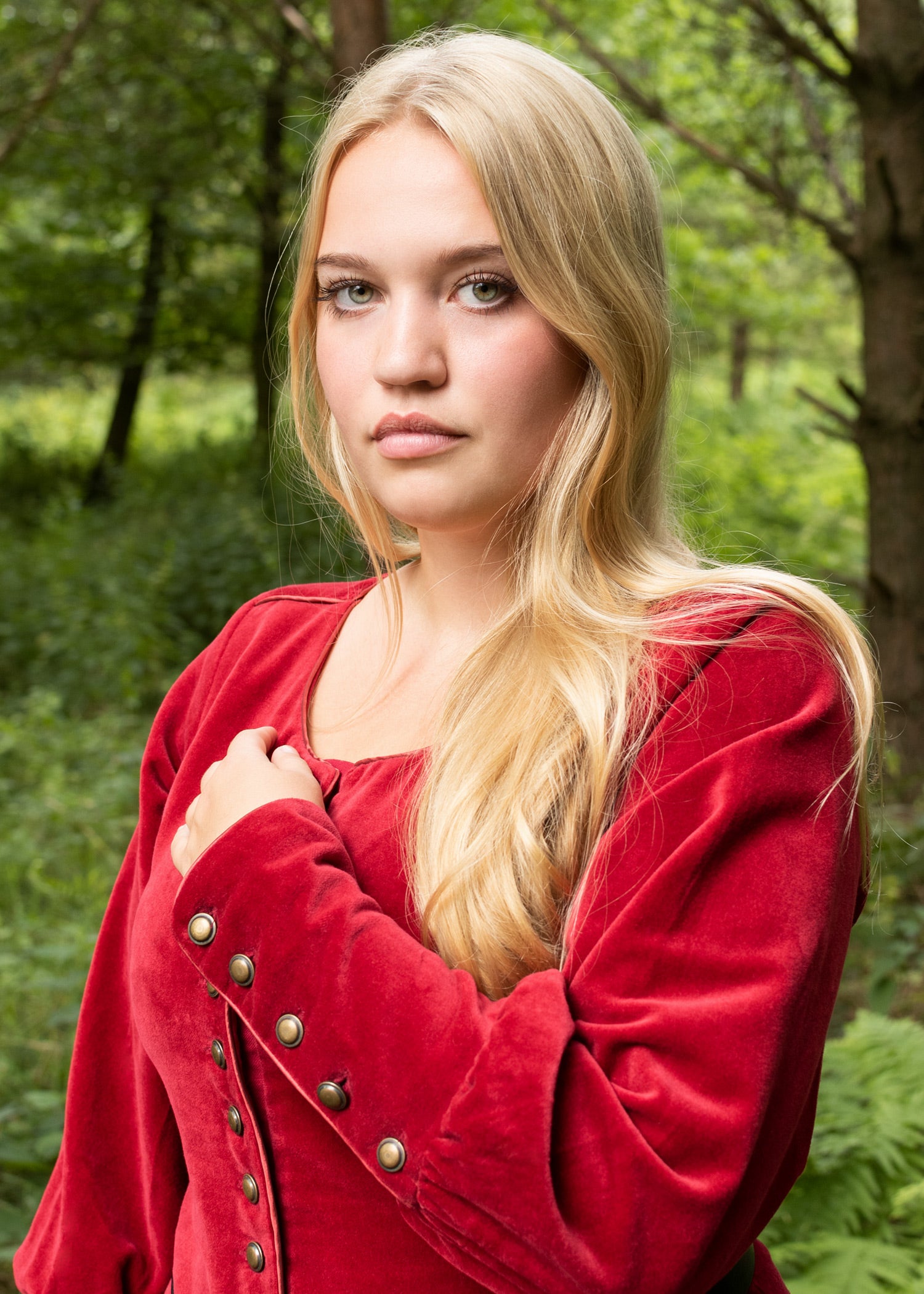 Imagen única de: Cotehardie Isabell De Terciopelo, Vestido Medieval, Rojo