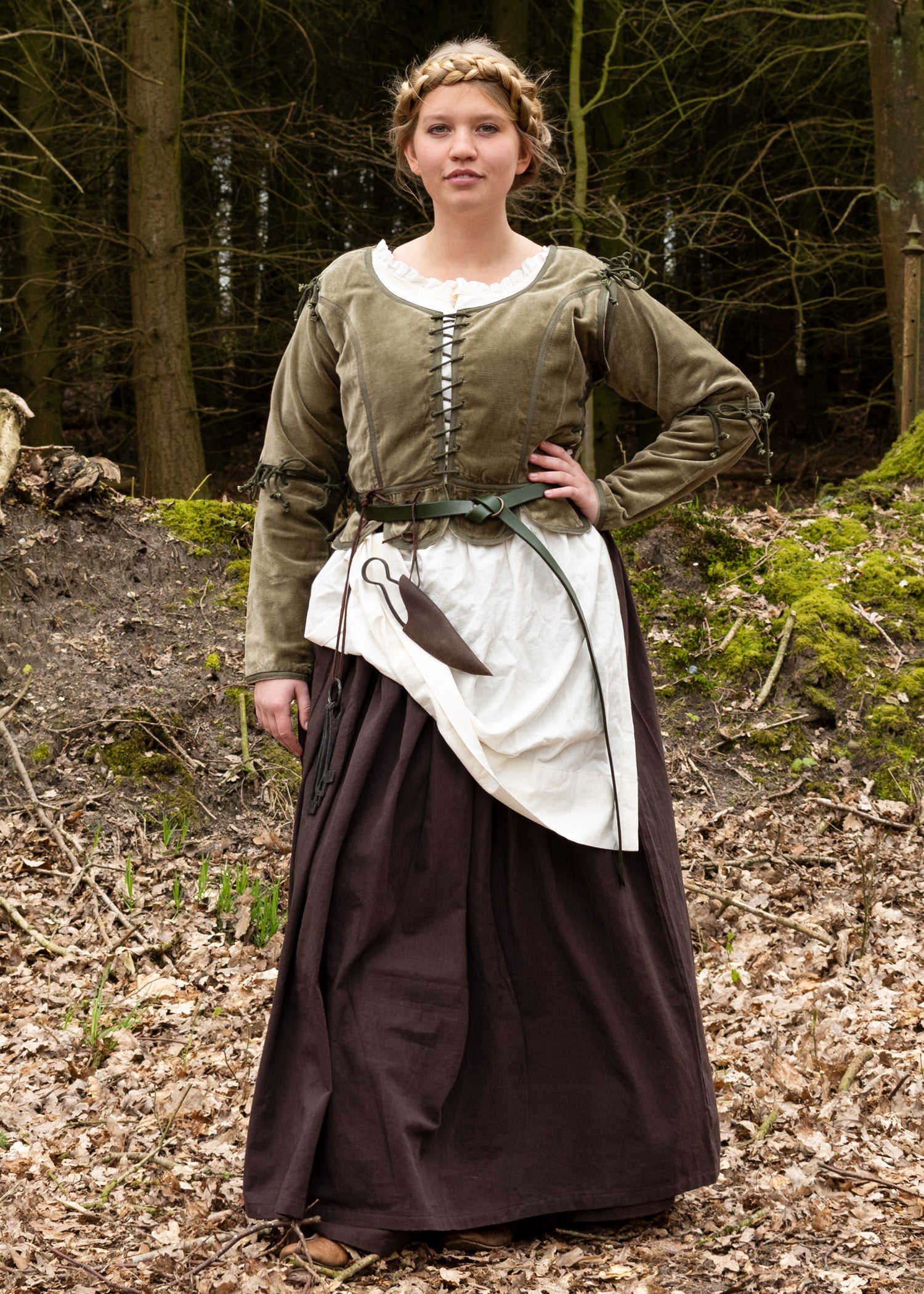 Imagen única de: Chaqueta Medieval Griselda De Terciopelo, Verde