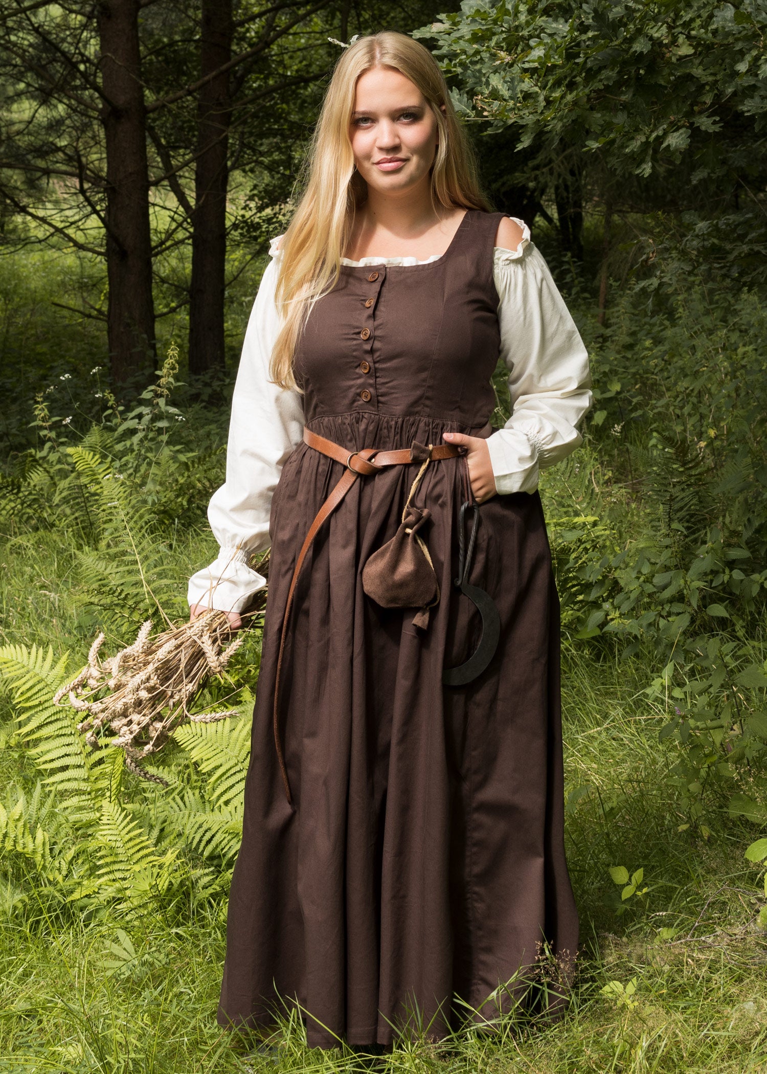 Imagen única de: Vestido Medieval Sin Mangas, Vestido De Tirantes Lene, Marrón