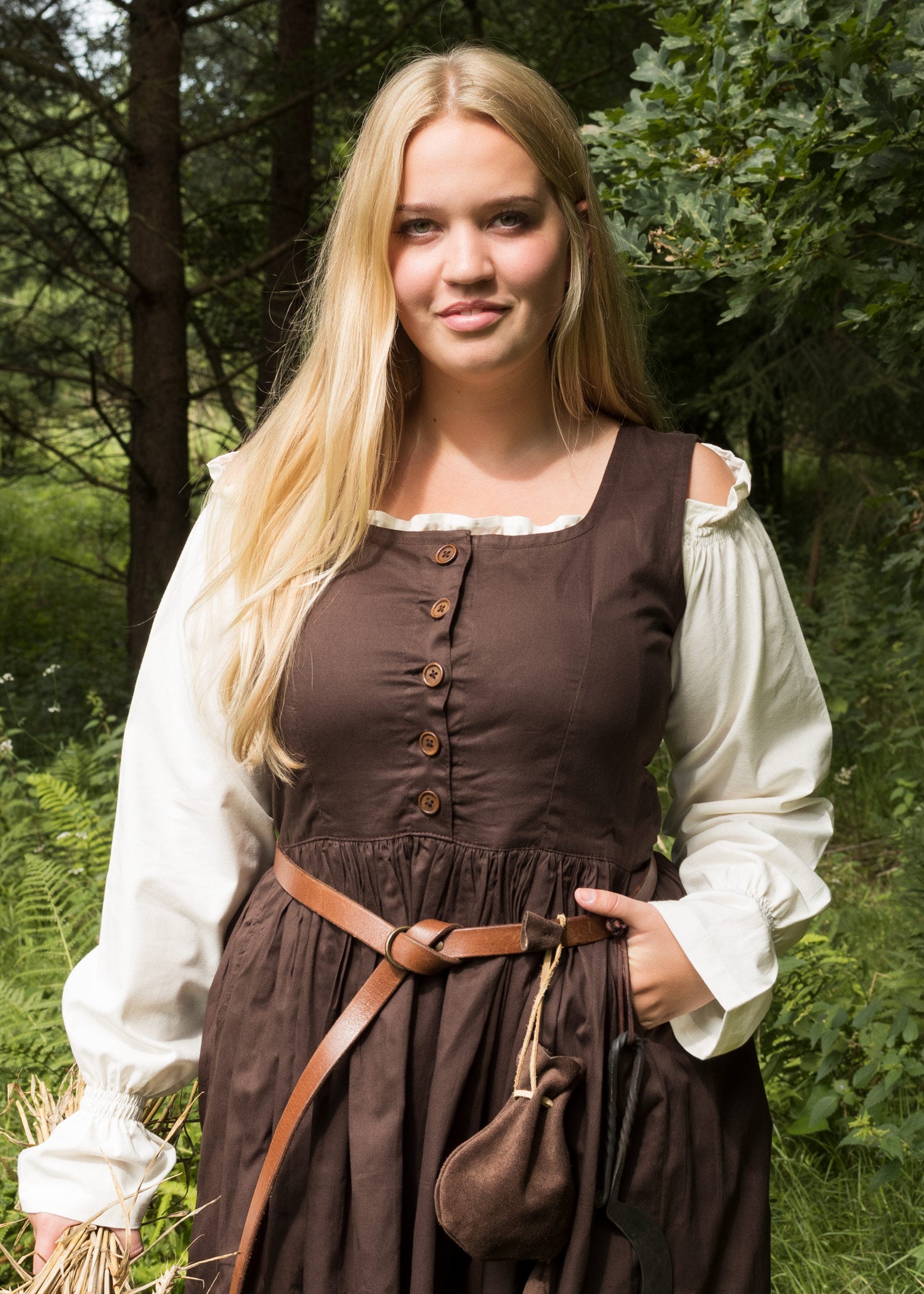 Imagen única de: Vestido Medieval Sin Mangas, Vestido De Tirantes Lene, Marrón