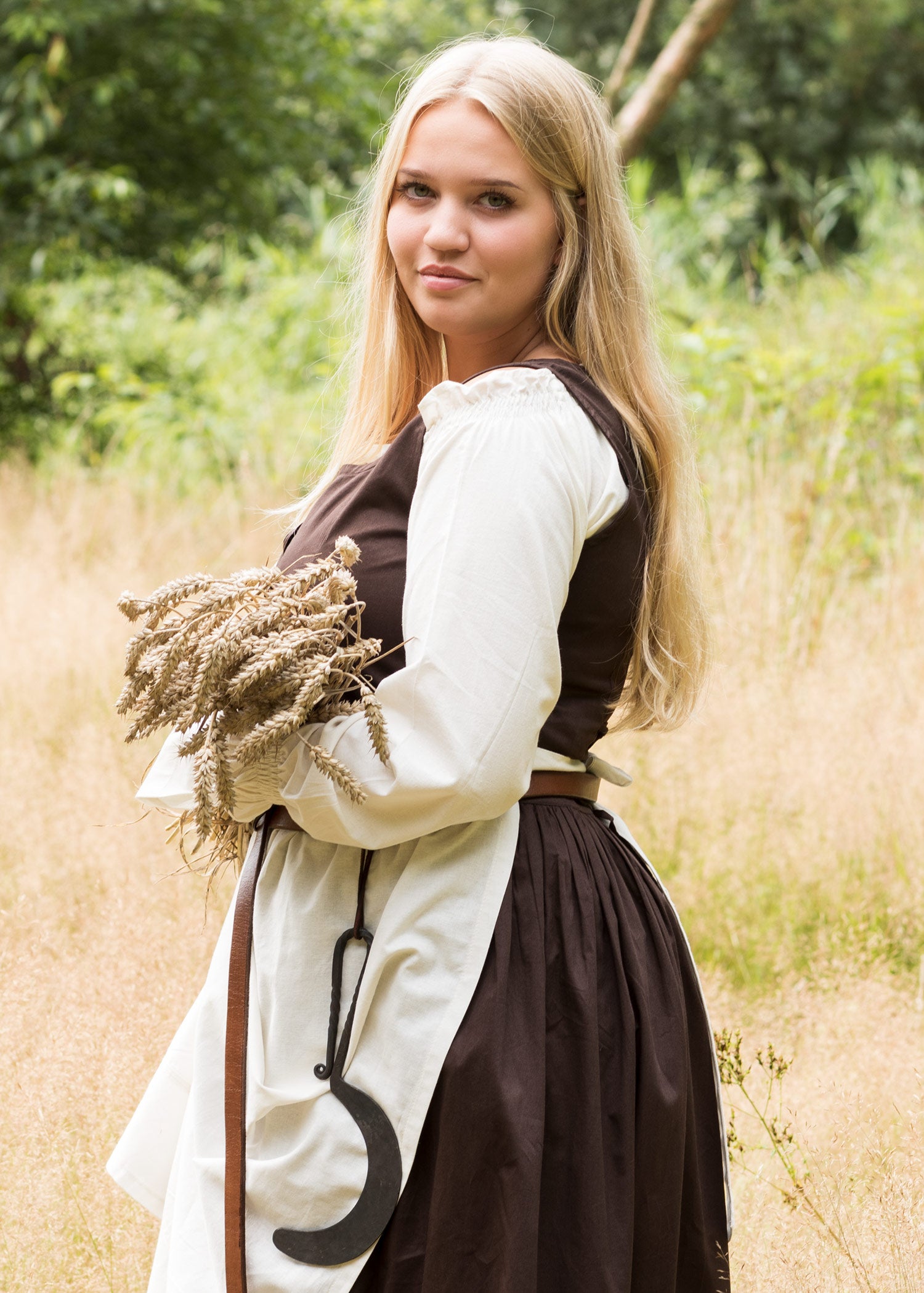 Imagen única de: Vestido Medieval Sin Mangas, Vestido De Tirantes Lene, Marrón