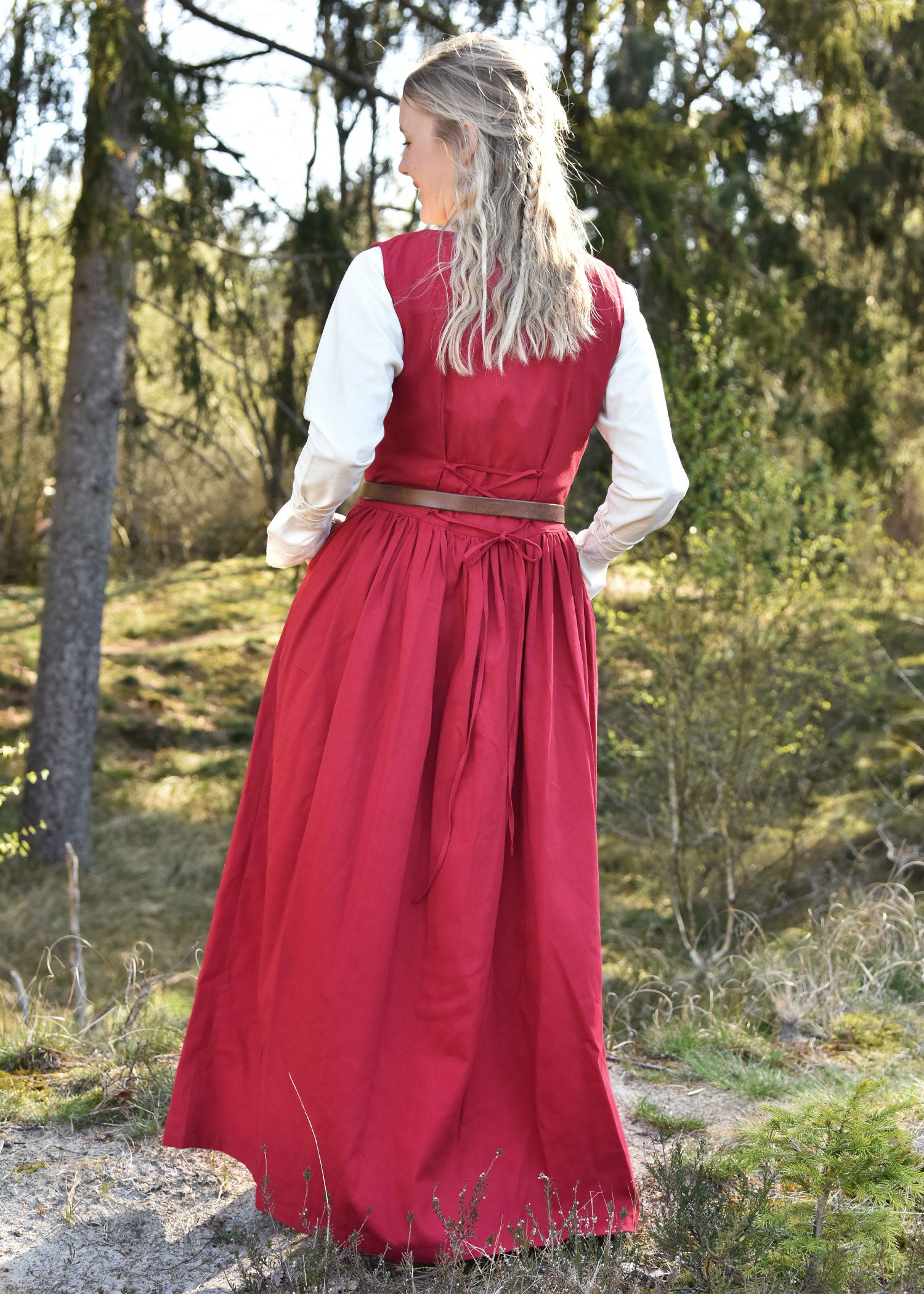 Imagen única de: Vestido Medieval Sin Mangas, Vestido Pichi Lene, Rojo
